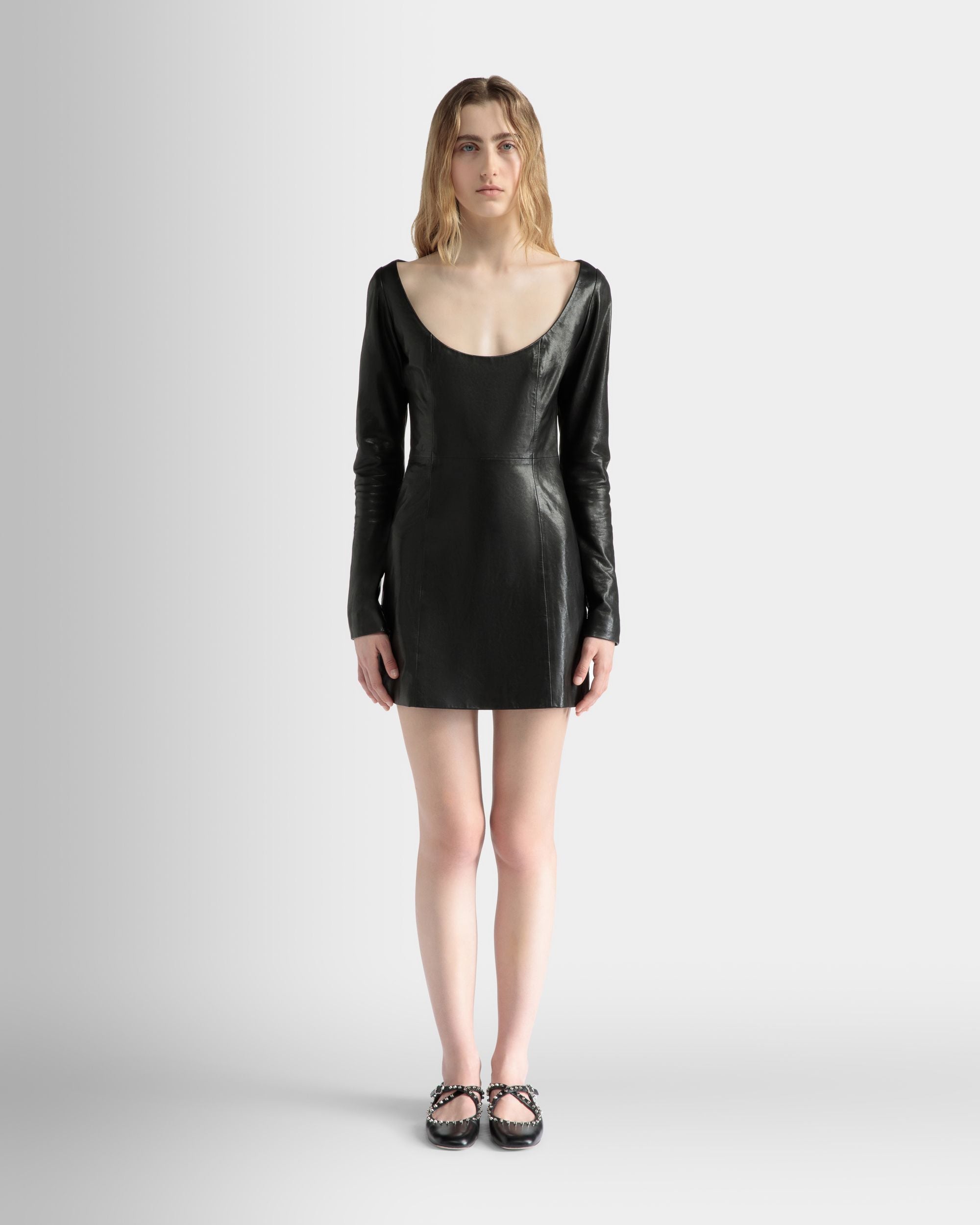 Mini Abito A Maniche Lunghe In Pelle Nera - Donna - Bally - 02
