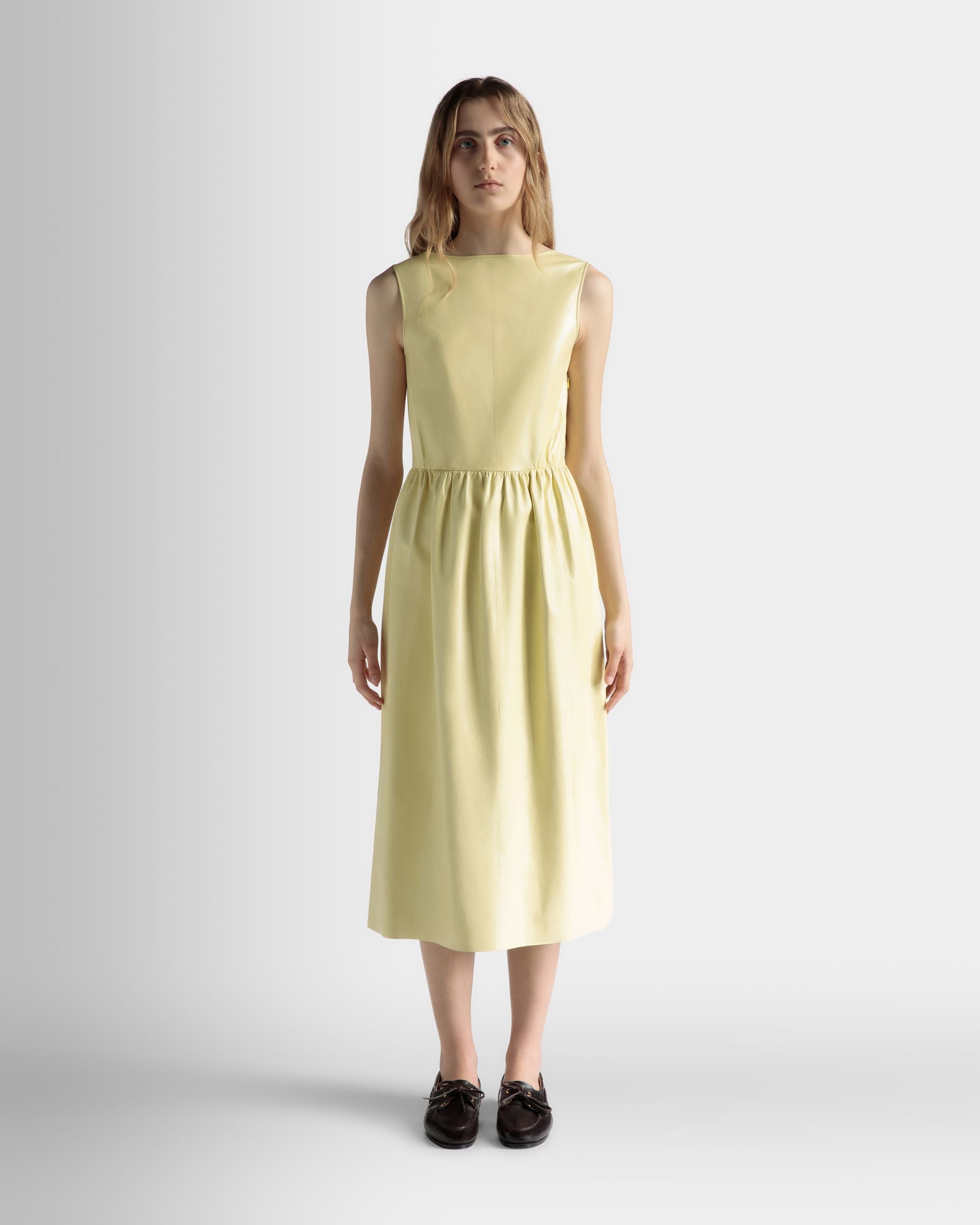 Abito Midi Smanicato In Pelle Vanana Yellow - Donna - Bally - 02