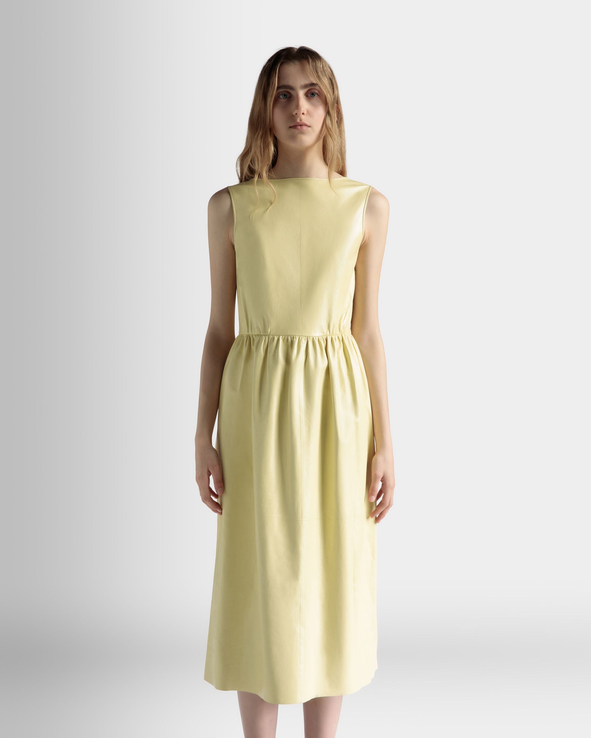 Abito Midi Smanicato In Pelle Vanana Yellow - Donna - Bally - 03