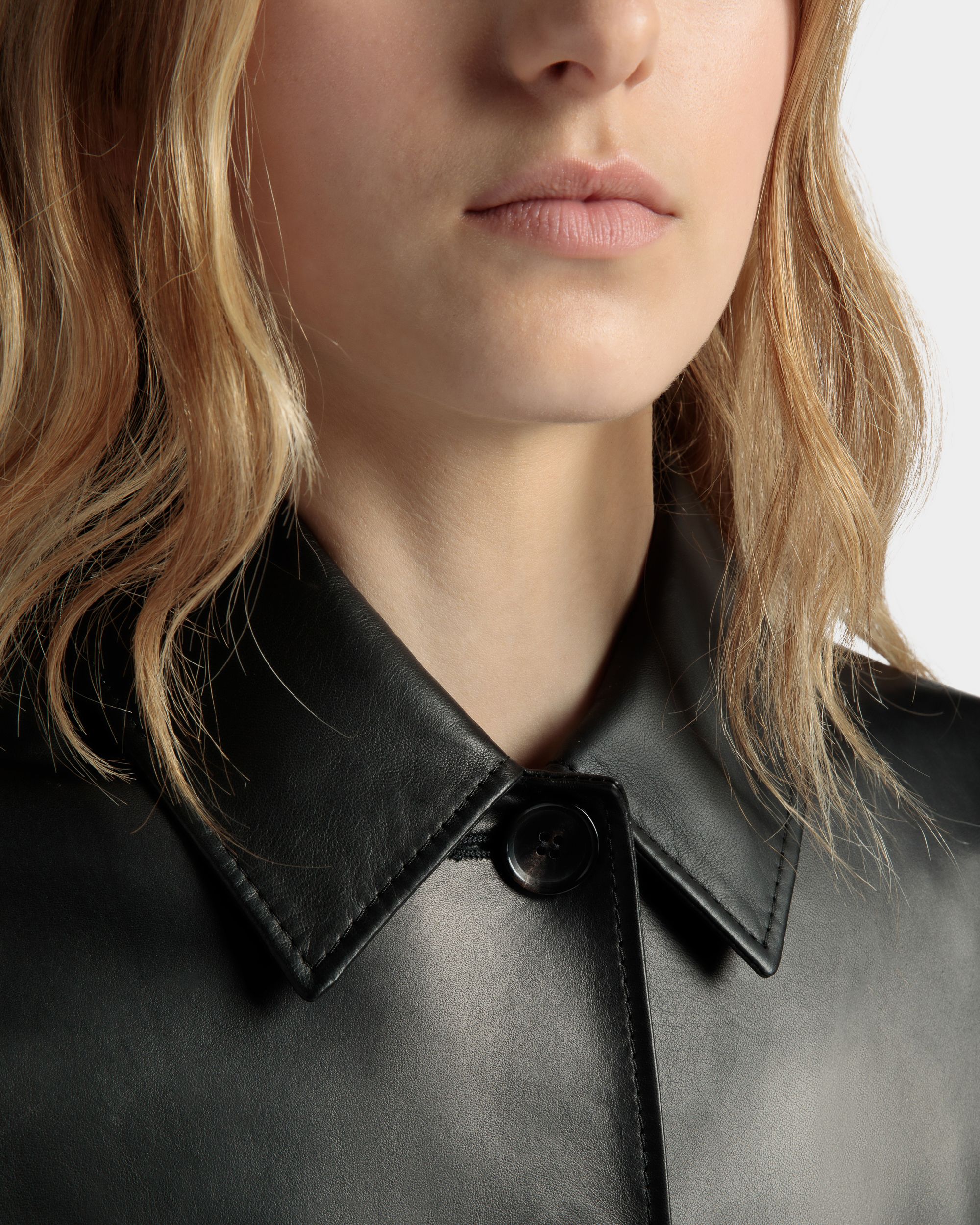 Cappotto Midi In Pelle Nera Con Cintura - Donna - Bally - 02