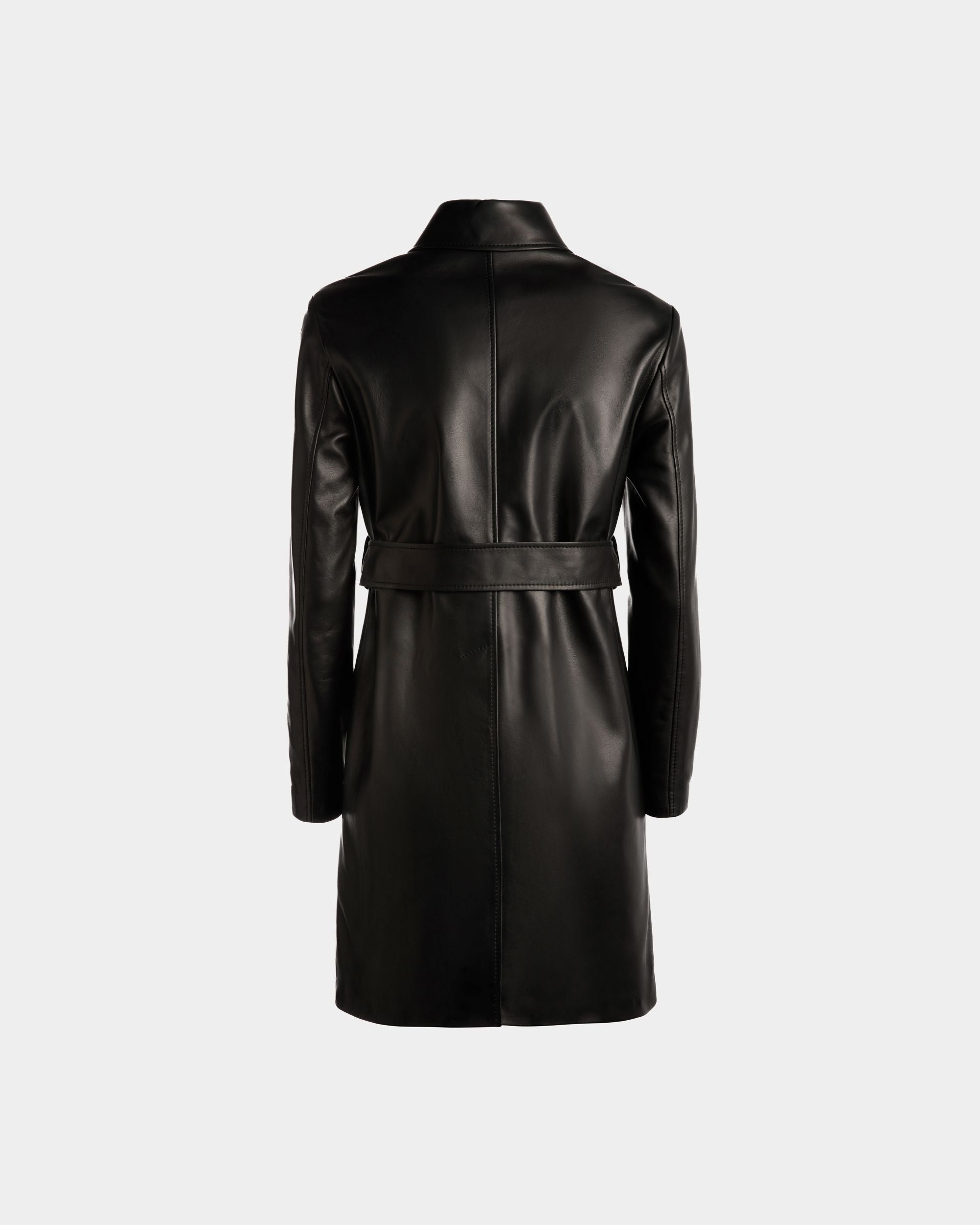 Cappotto Midi In Pelle Nera Con Cintura - Donna - Bally - 07