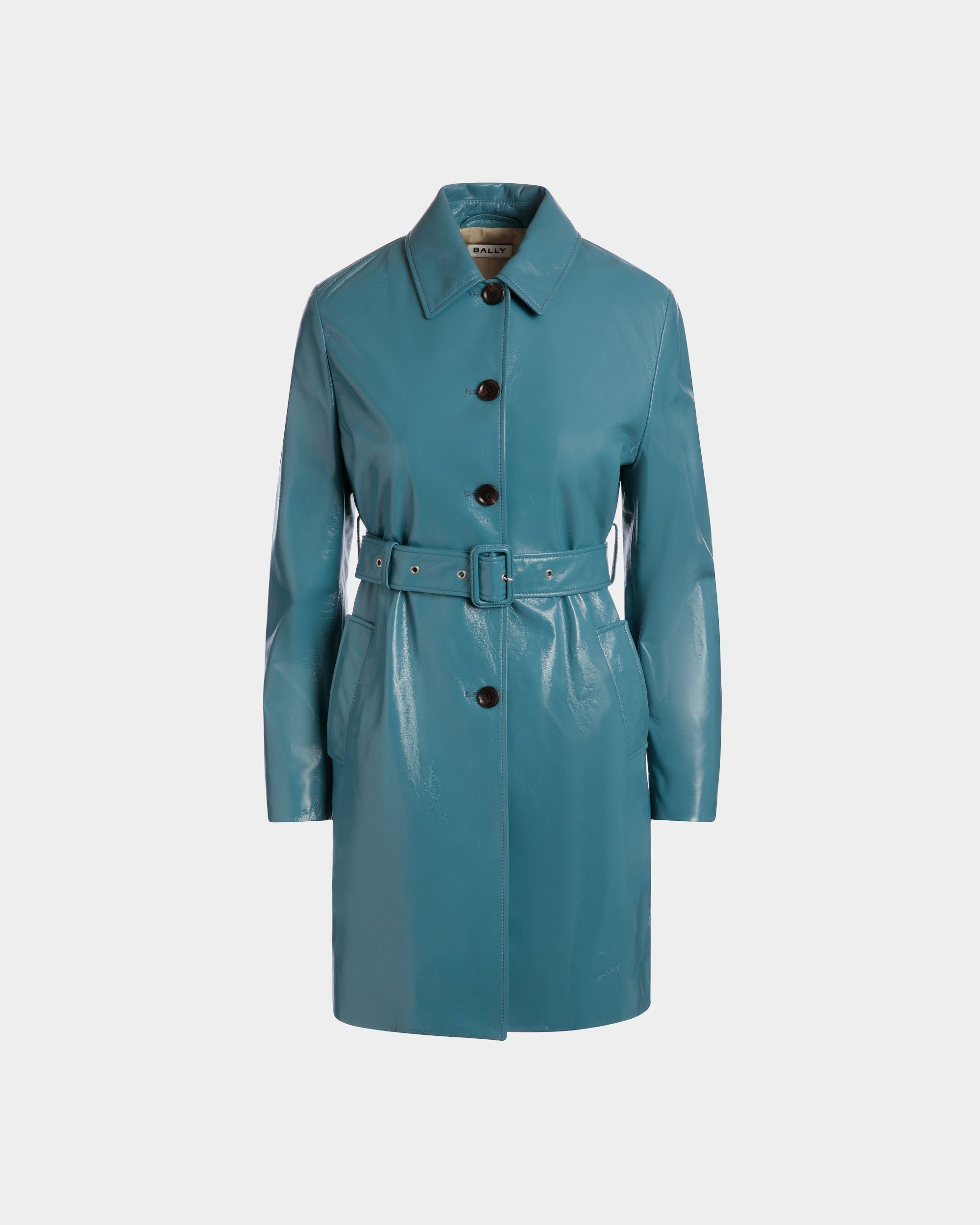 Cappotto Con Cintura In Pelle Medium Blue - Donna - Bally - 01