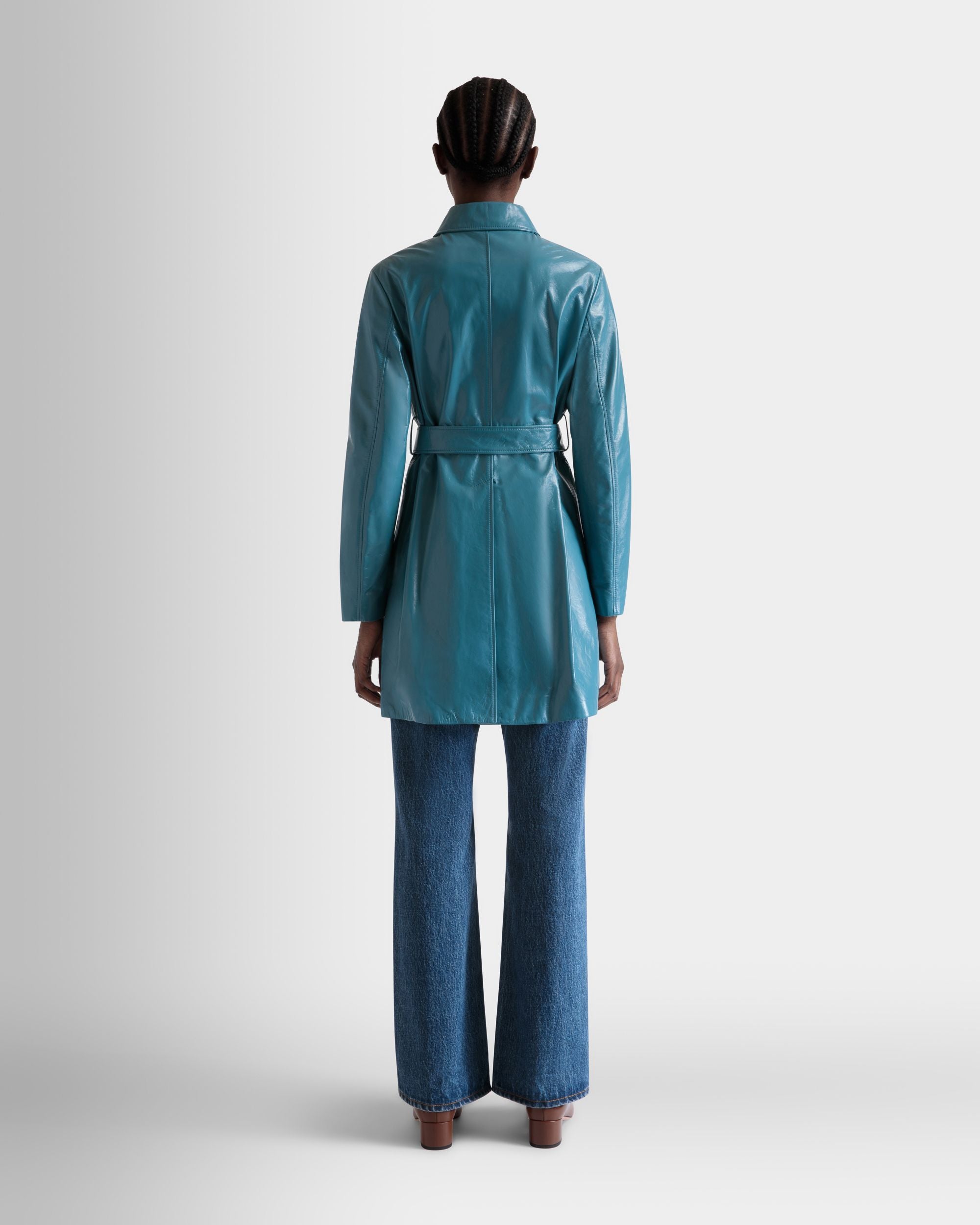 Cappotto Con Cintura In Pelle Medium Blue - Donna - Bally - 05