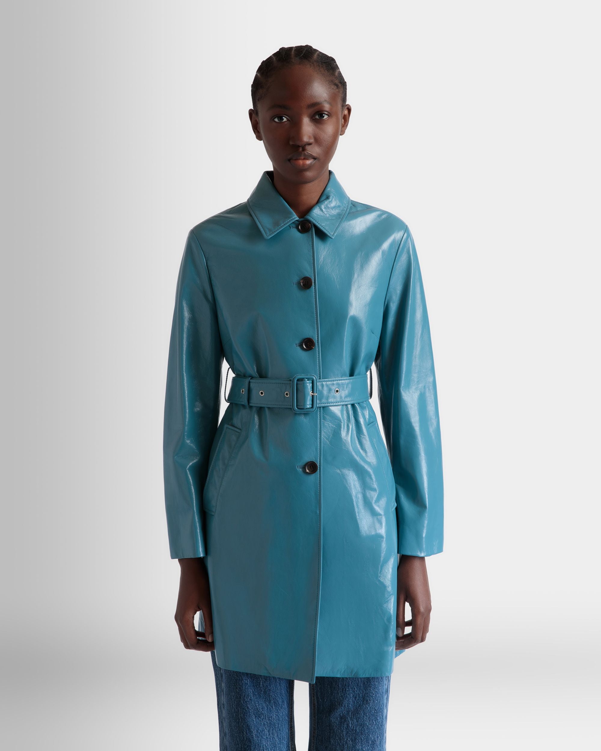 Cappotto Con Cintura In Pelle Medium Blue - Donna - Bally - 07