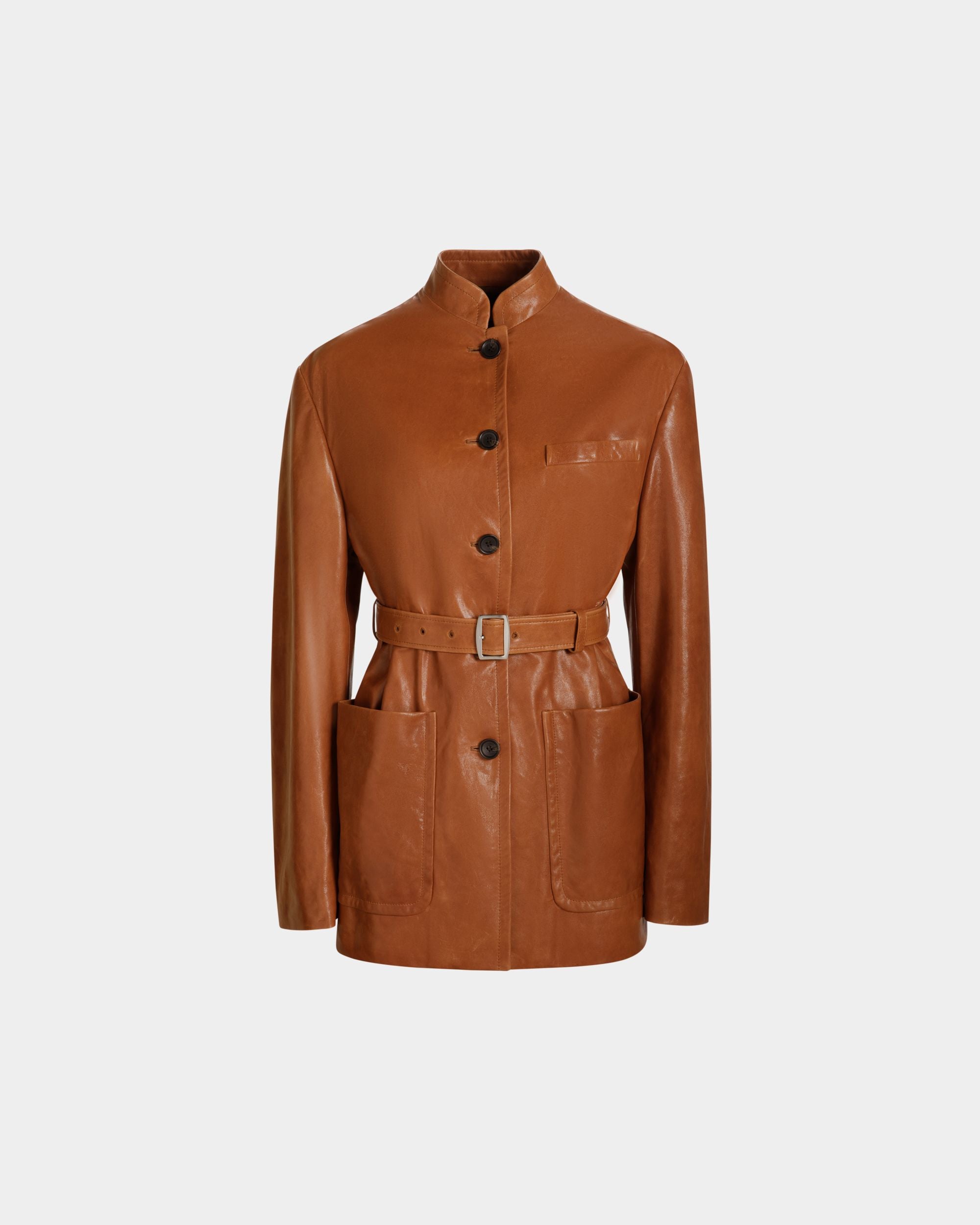 Giacca Con Cintura In Pelle Marrone - Donna - Bally - 01