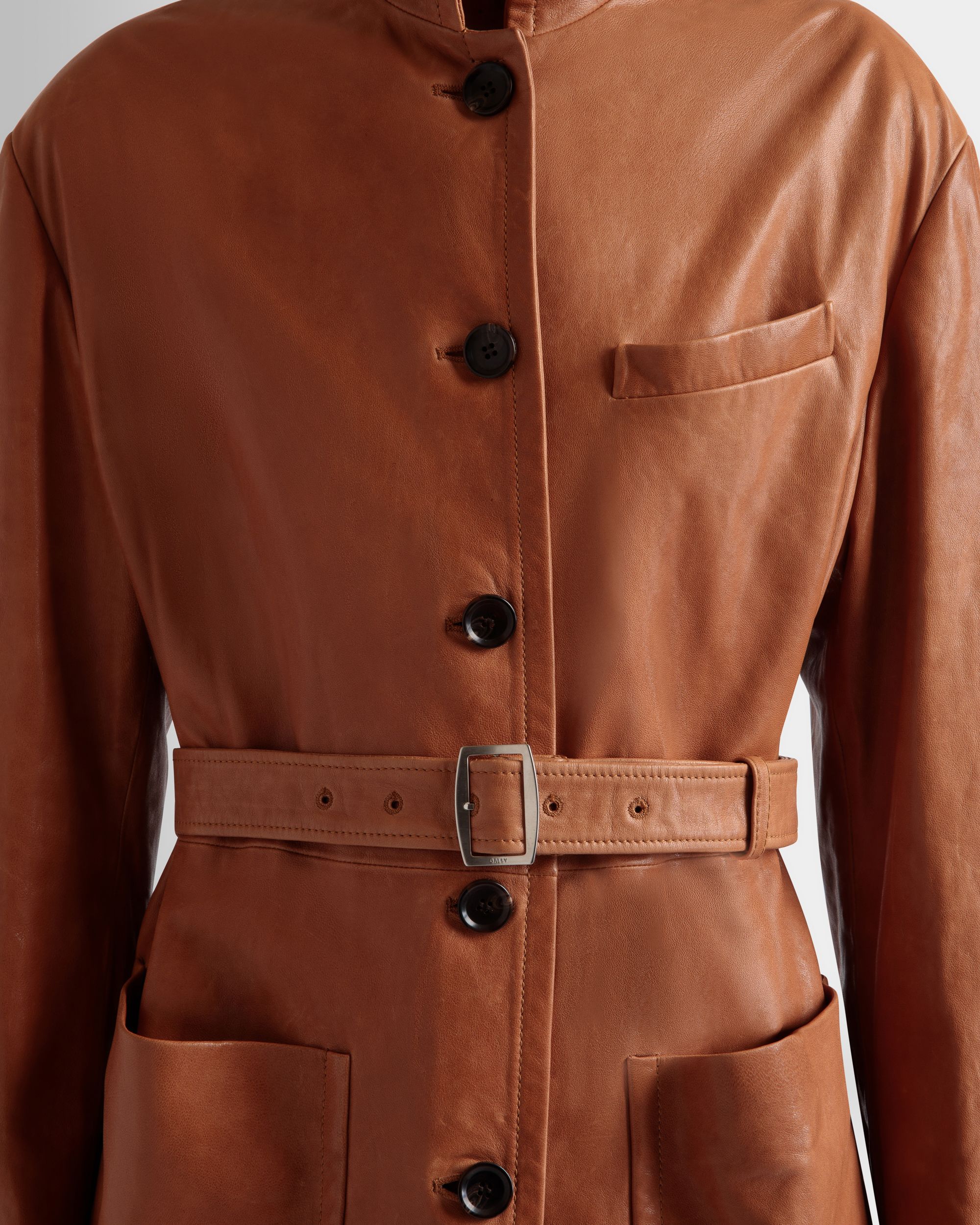 Giacca Con Cintura In Pelle Marrone - Donna - Bally - 03