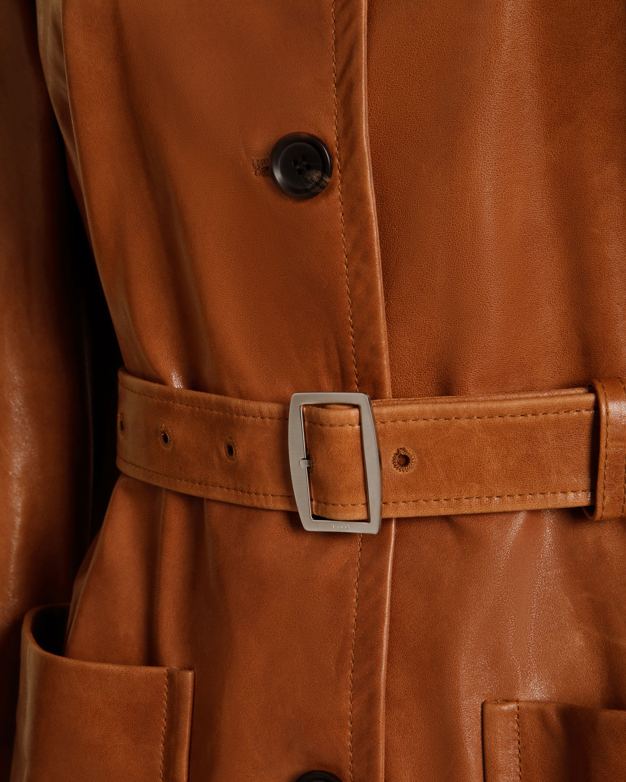 Giacca Con Cintura In Pelle Marrone - Donna - Bally - 04