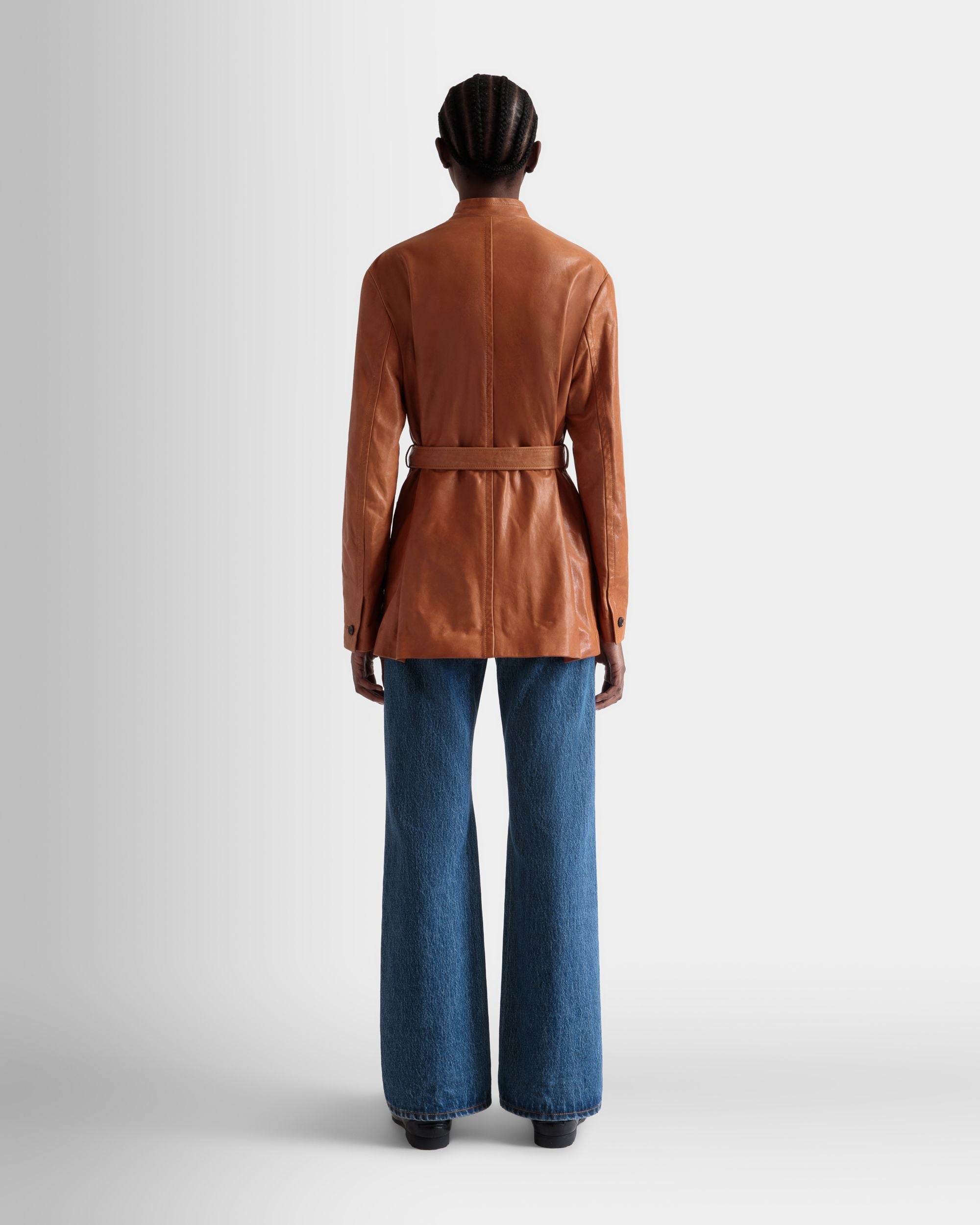 Giacca Con Cintura In Pelle Marrone - Donna - Bally - 04