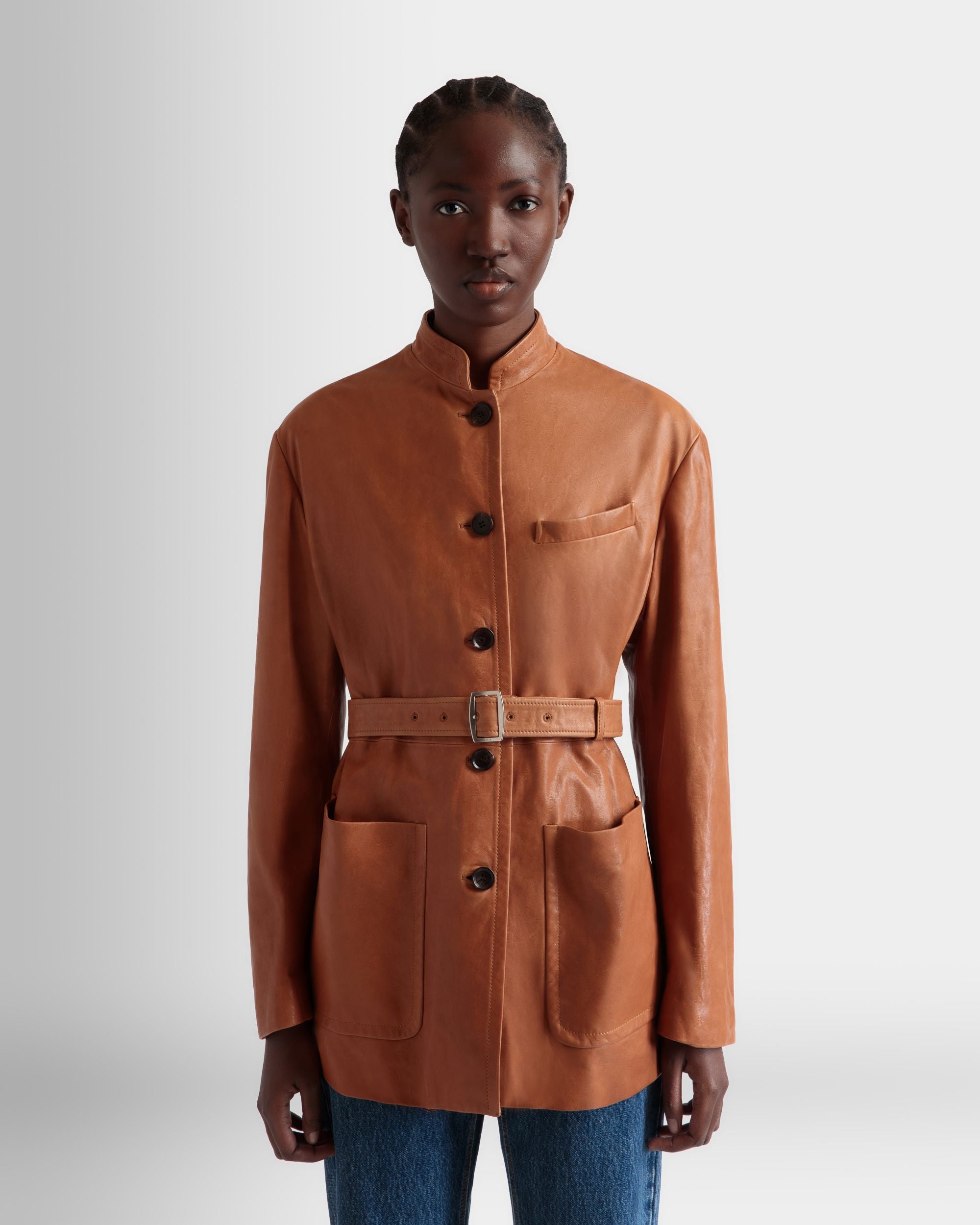 Giacca Con Cintura In Pelle Marrone - Donna - Bally - 08
