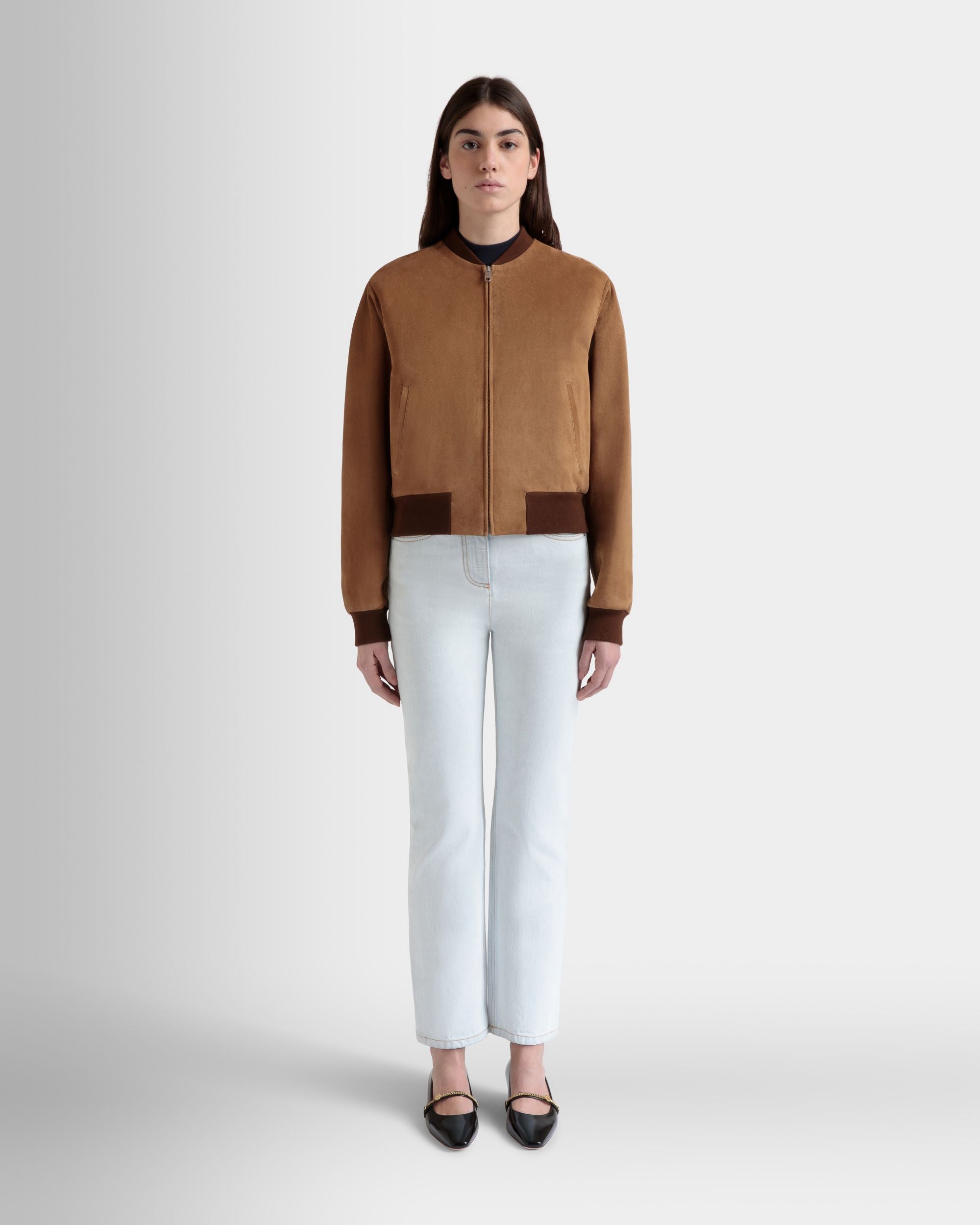 Bomber In Pelle Scamosciata Marrone - Donna - Bally - 02