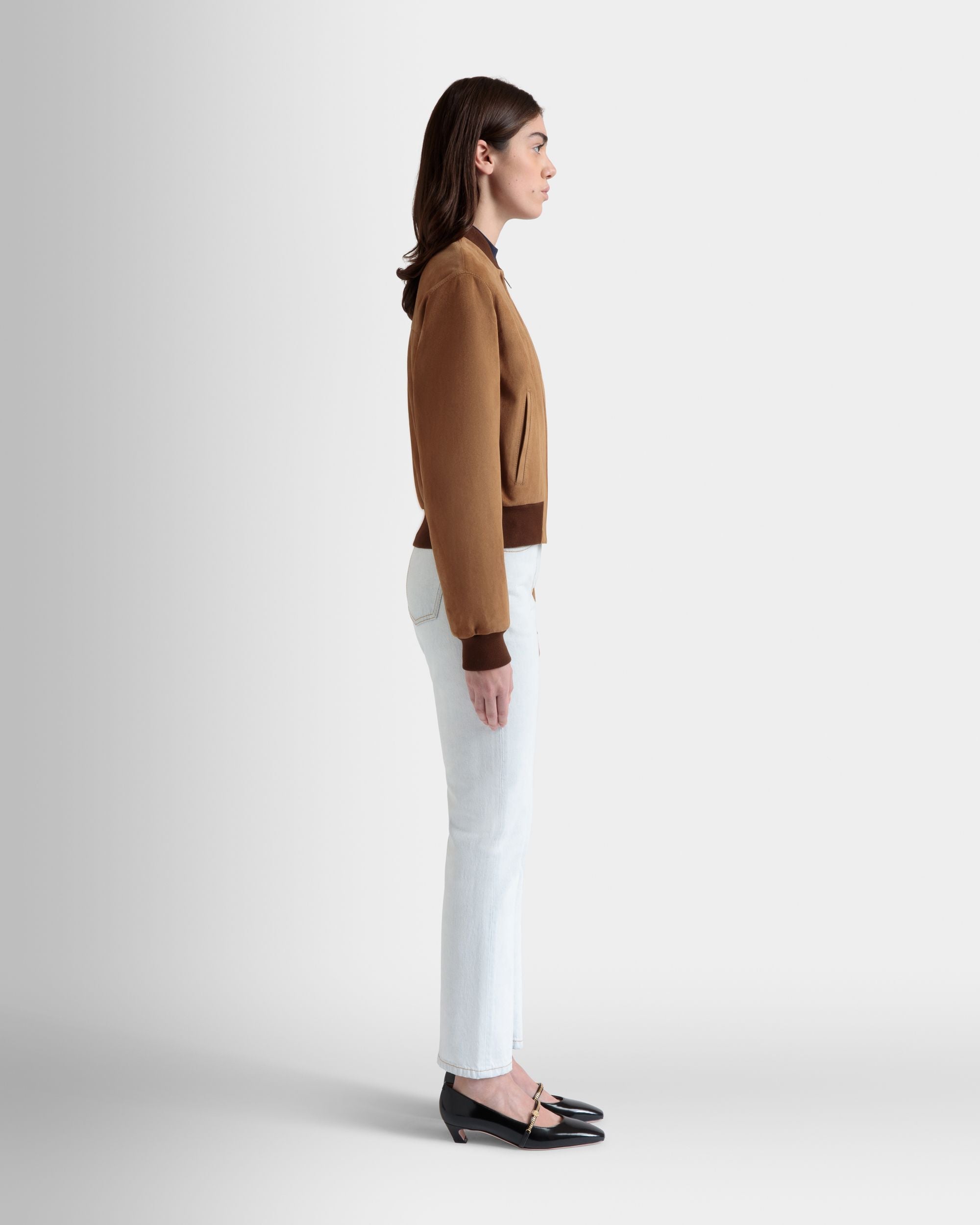 Bomber In Pelle Scamosciata Marrone - Donna - Bally - 05