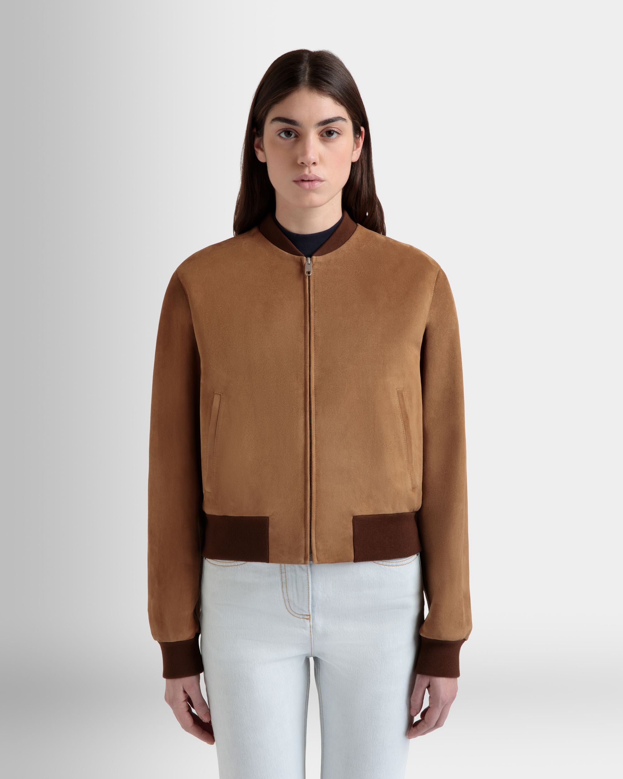 Bomber In Pelle Scamosciata Marrone - Donna - Bally - 08