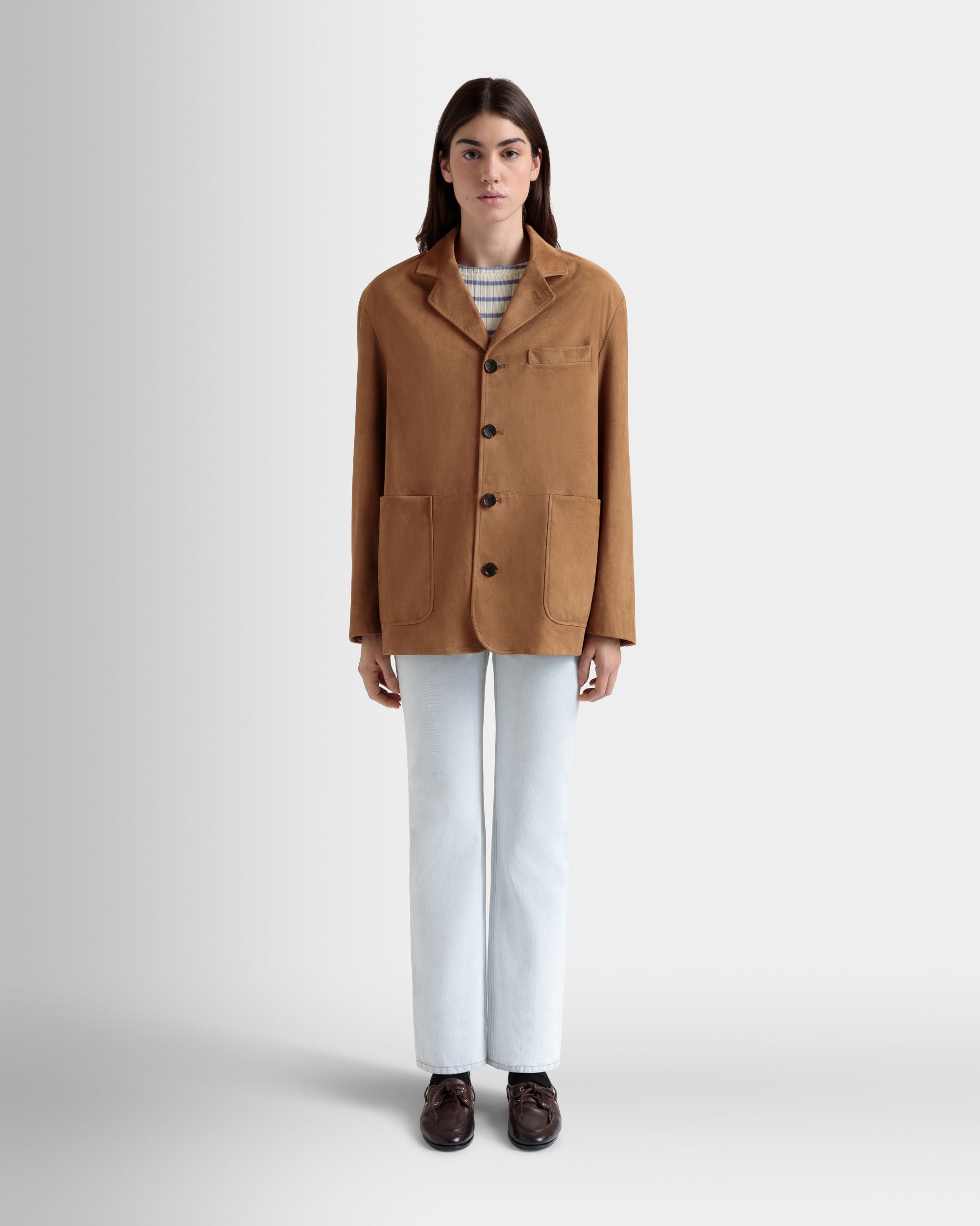 Blazer In Pelle Scamosciata Marrone - Donna - Bally - 02