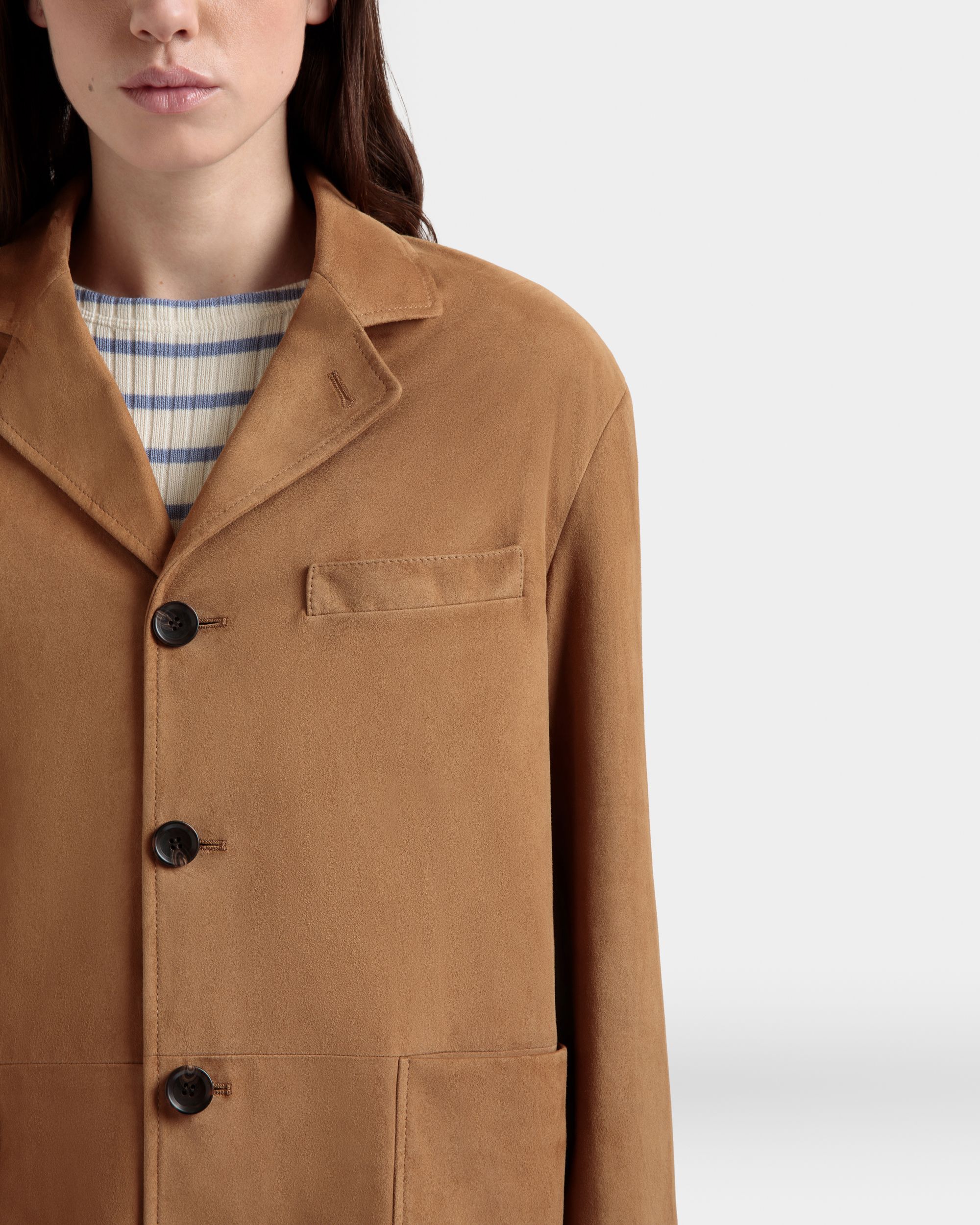 Blazer In Pelle Scamosciata Marrone - Donna - Bally - 01