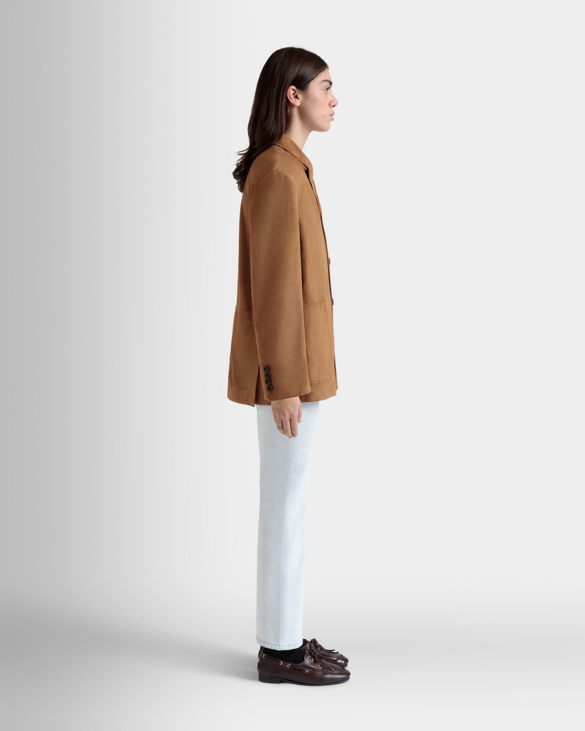 Blazer In Pelle Scamosciata Marrone - Donna - Bally - 05