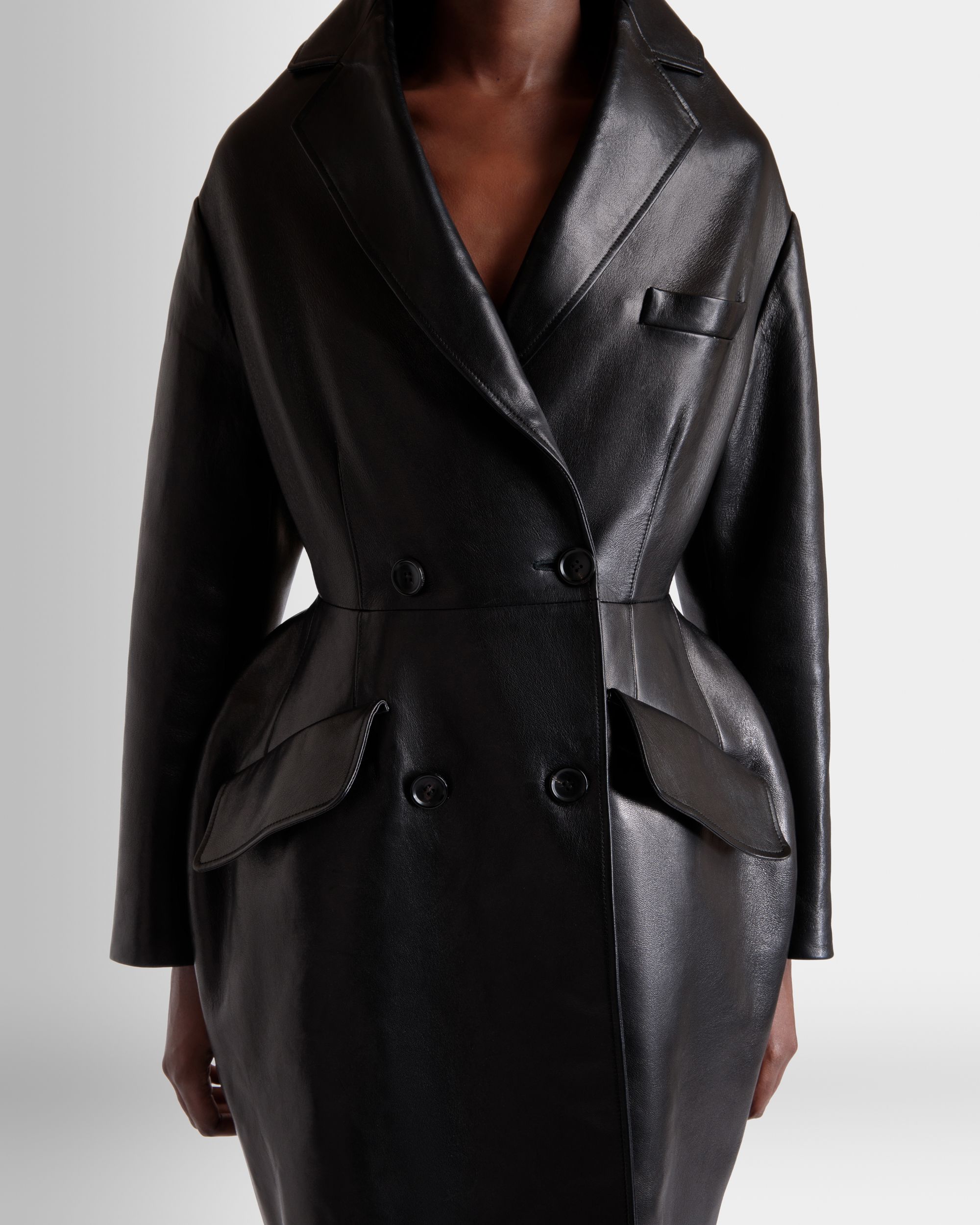 Cappotto In Pelle Nera - Donna - Bally - 03
