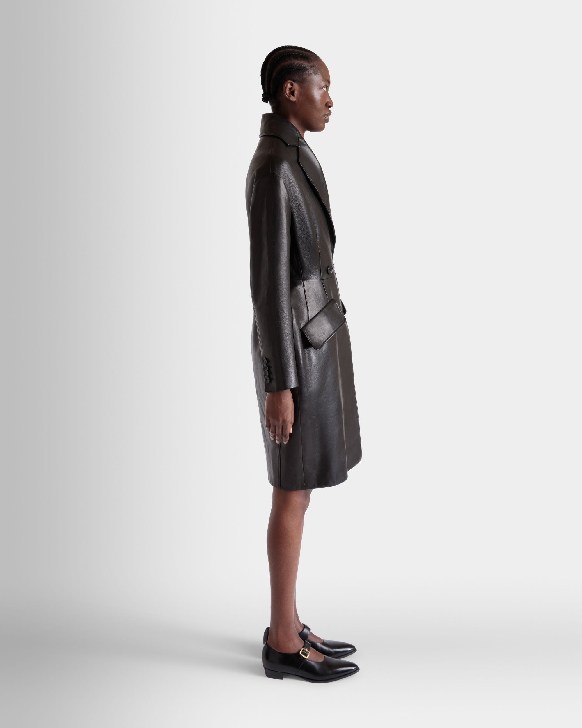 Cappotto In Pelle Nera - Donna - Bally - 05