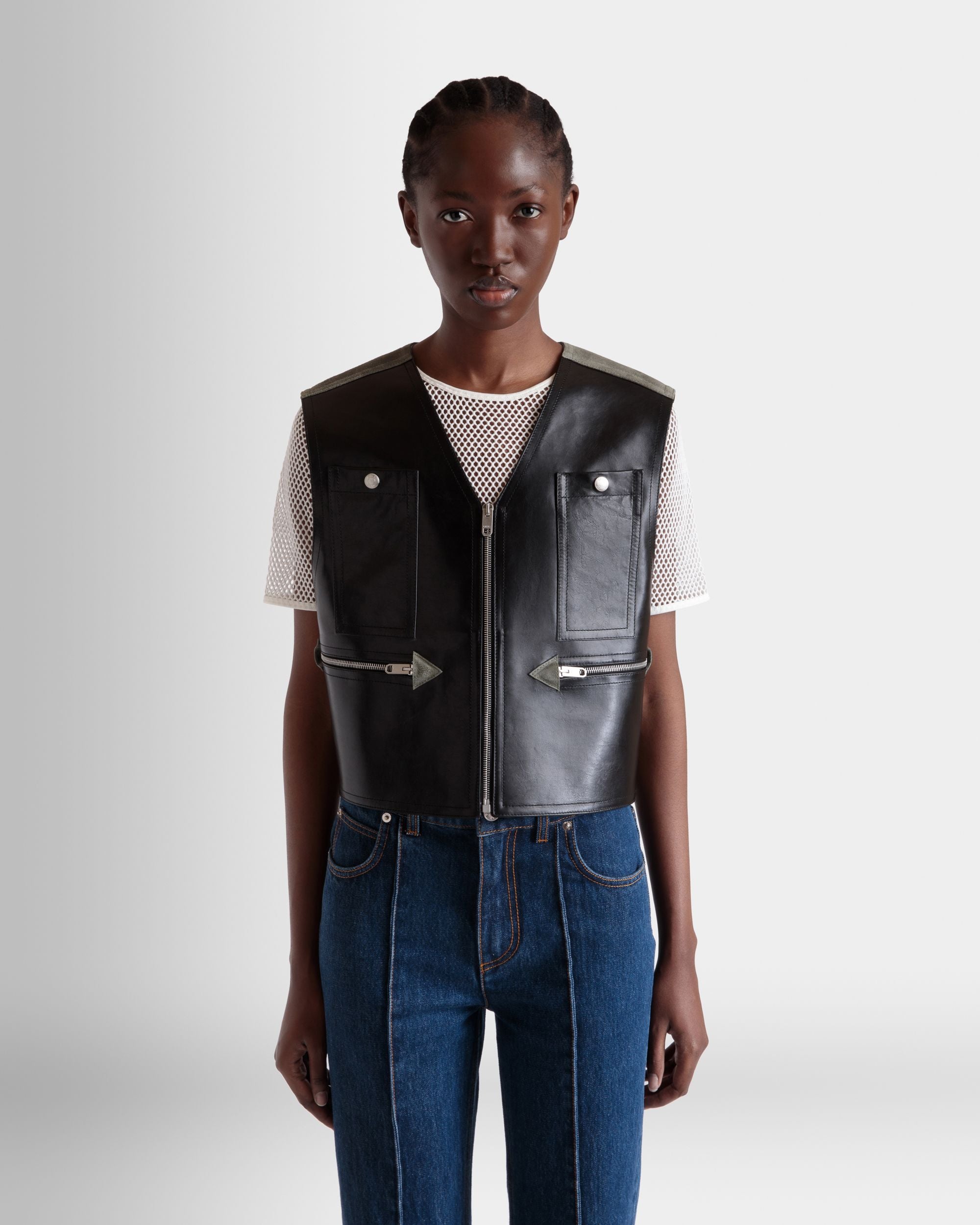 Gilet In Pelle Nera - Donna - Bally - 08