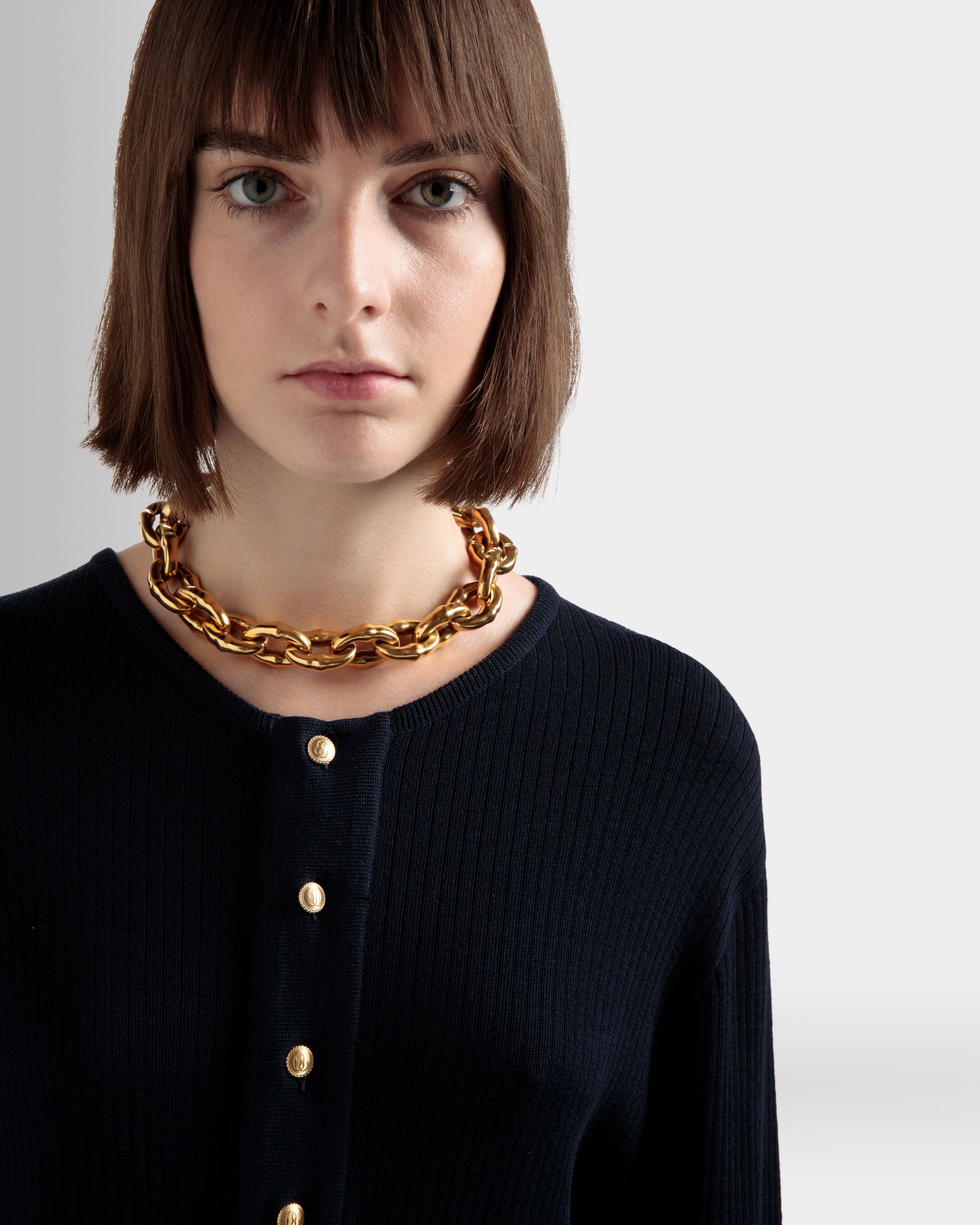 Collana Choker A Catena In Oro Martellato - Donna - Bally - 02