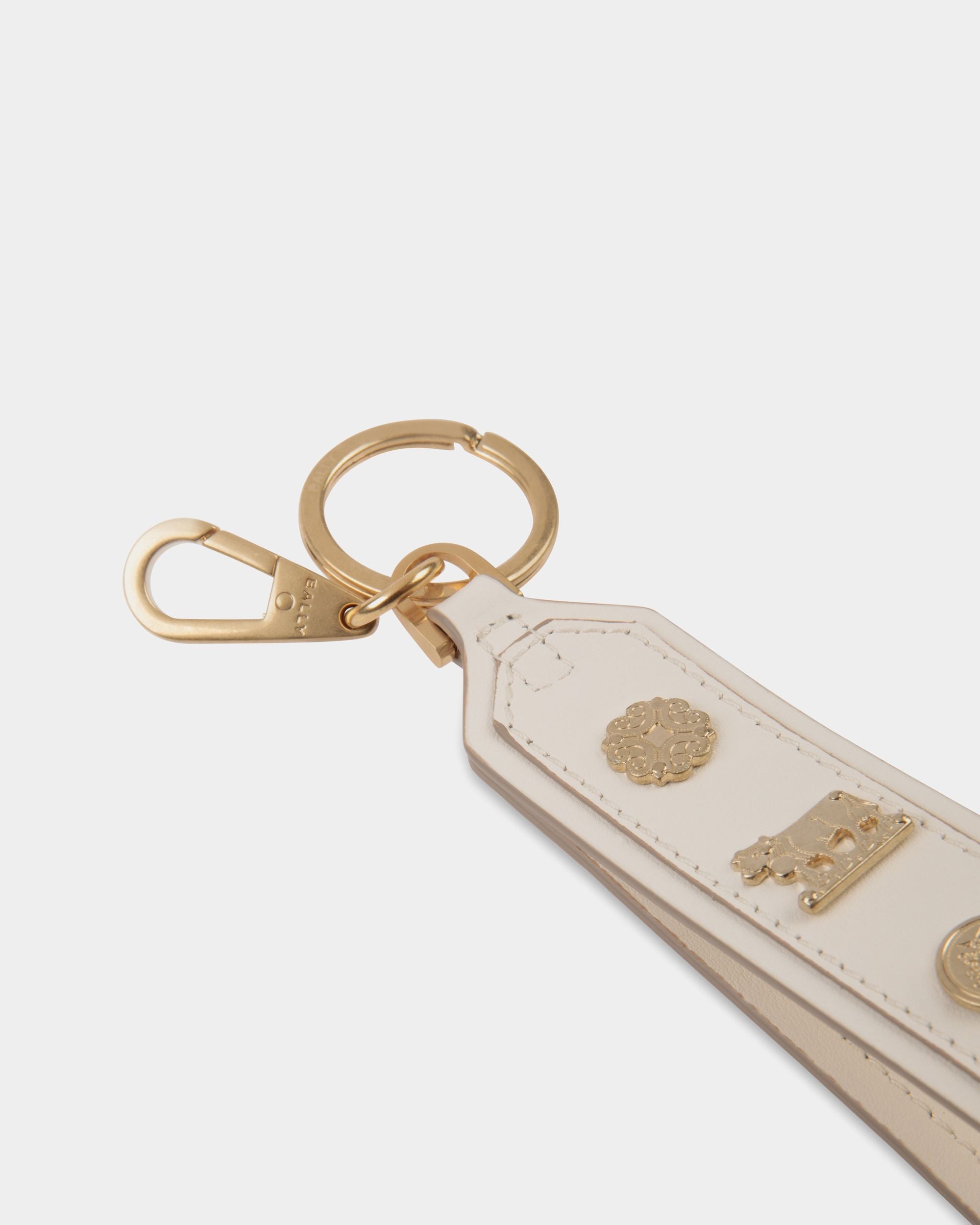 Portachiavi Swissness In Pelle Bianca Con Borchie - Donna - Bally - 03
