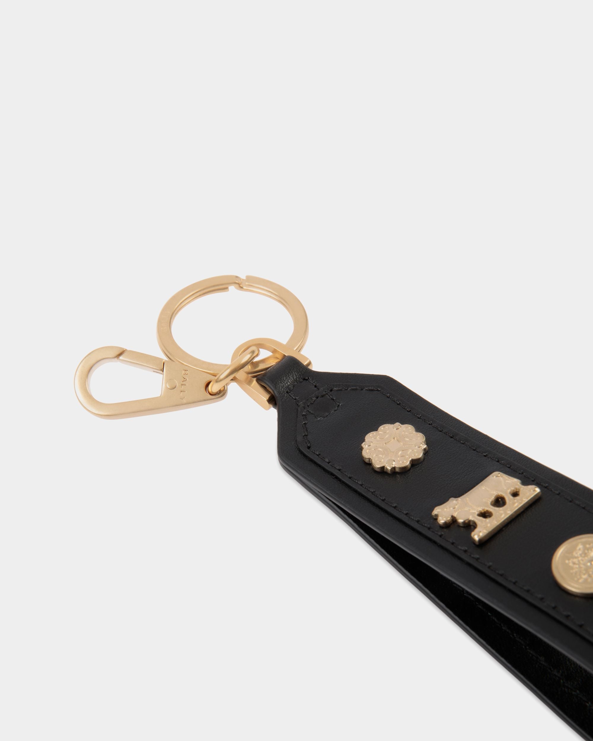 Portachiavi Swissness In Pelle Nera Con Borchie - Donna - Bally - 03