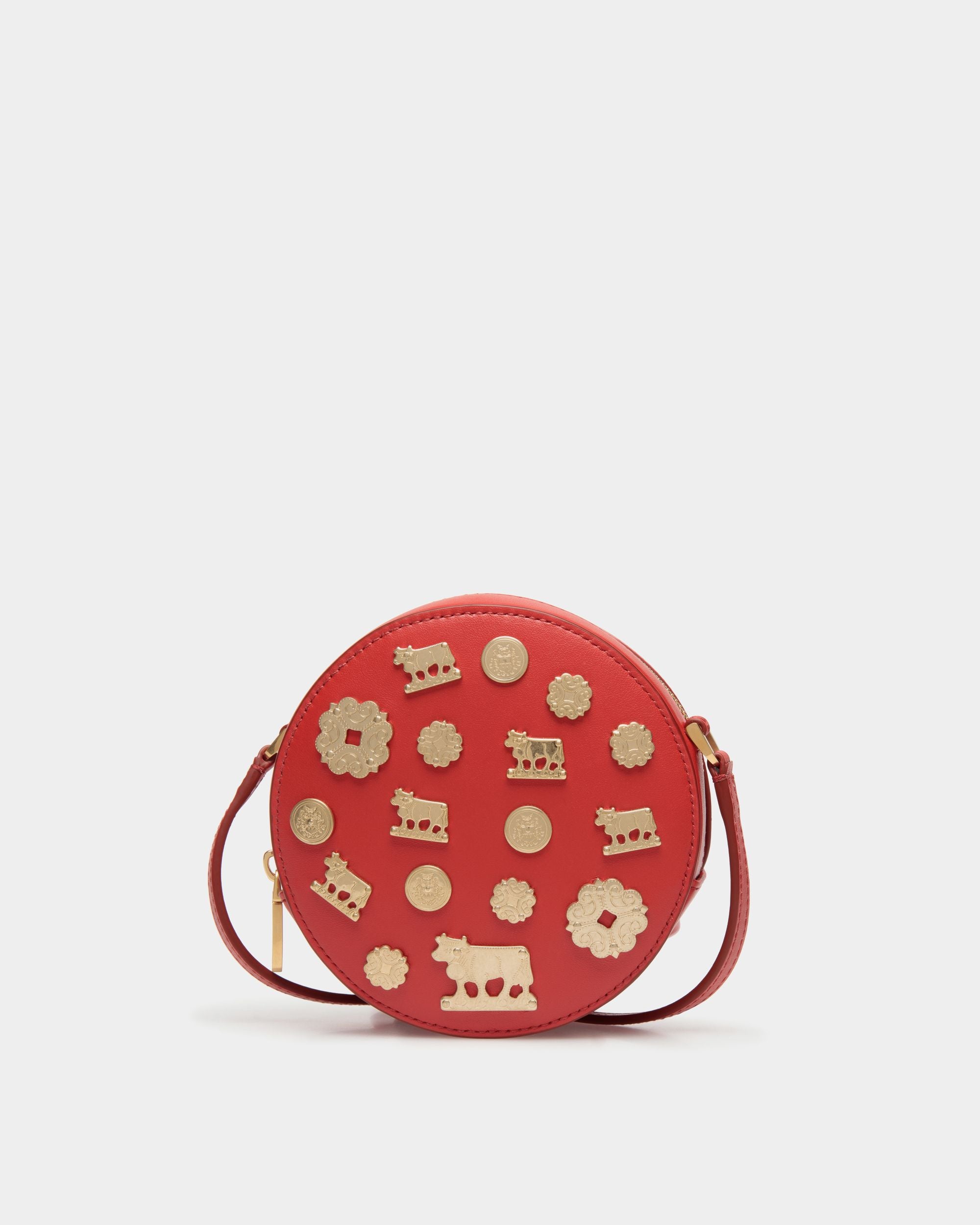 Borsa Mini Rotonda Swissness In Pelle Candy Red Con Borchie - Donna - Bally - 01