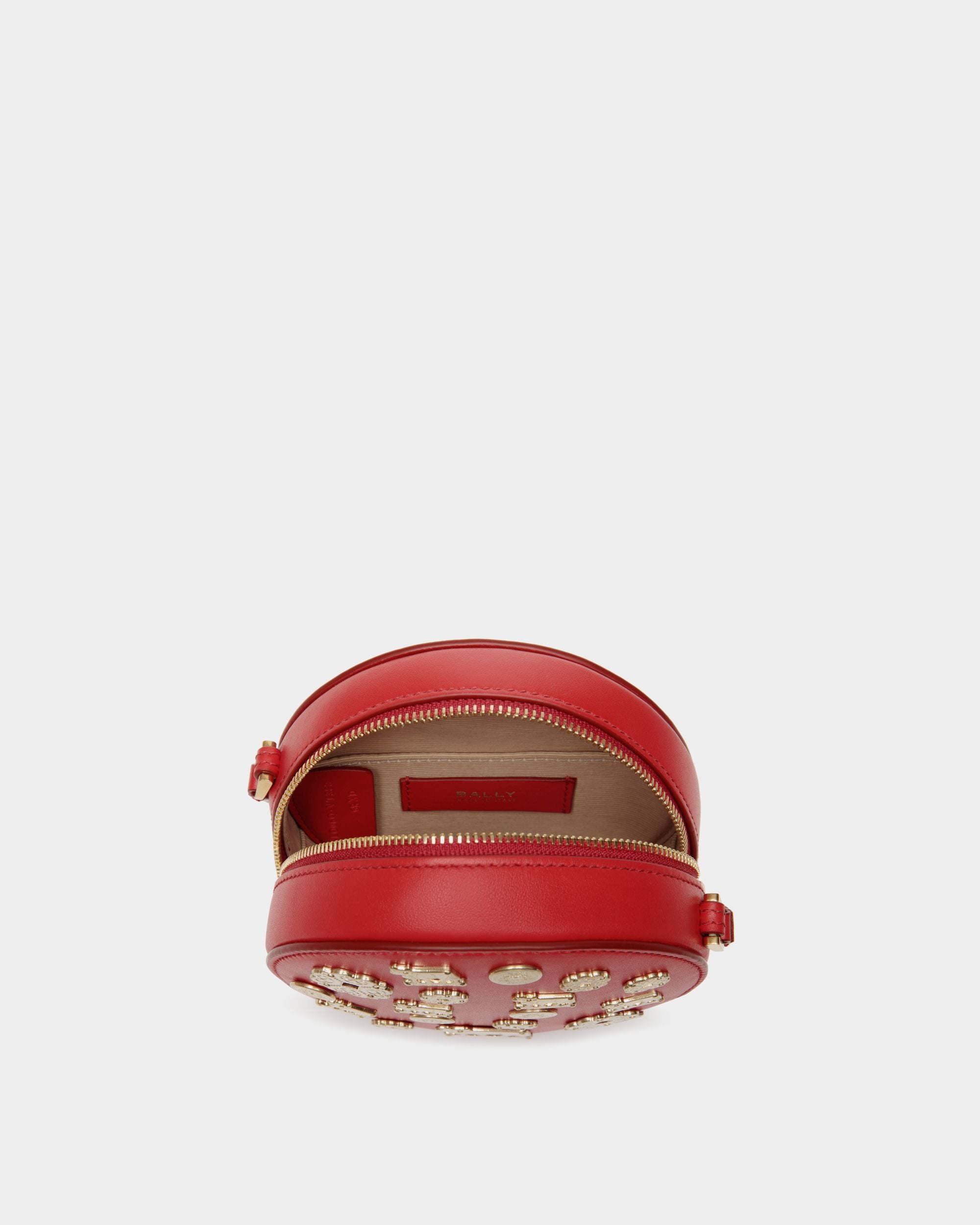 Borsa Mini Rotonda Swissness In Pelle Candy Red Con Borchie - Donna - Bally - 03
