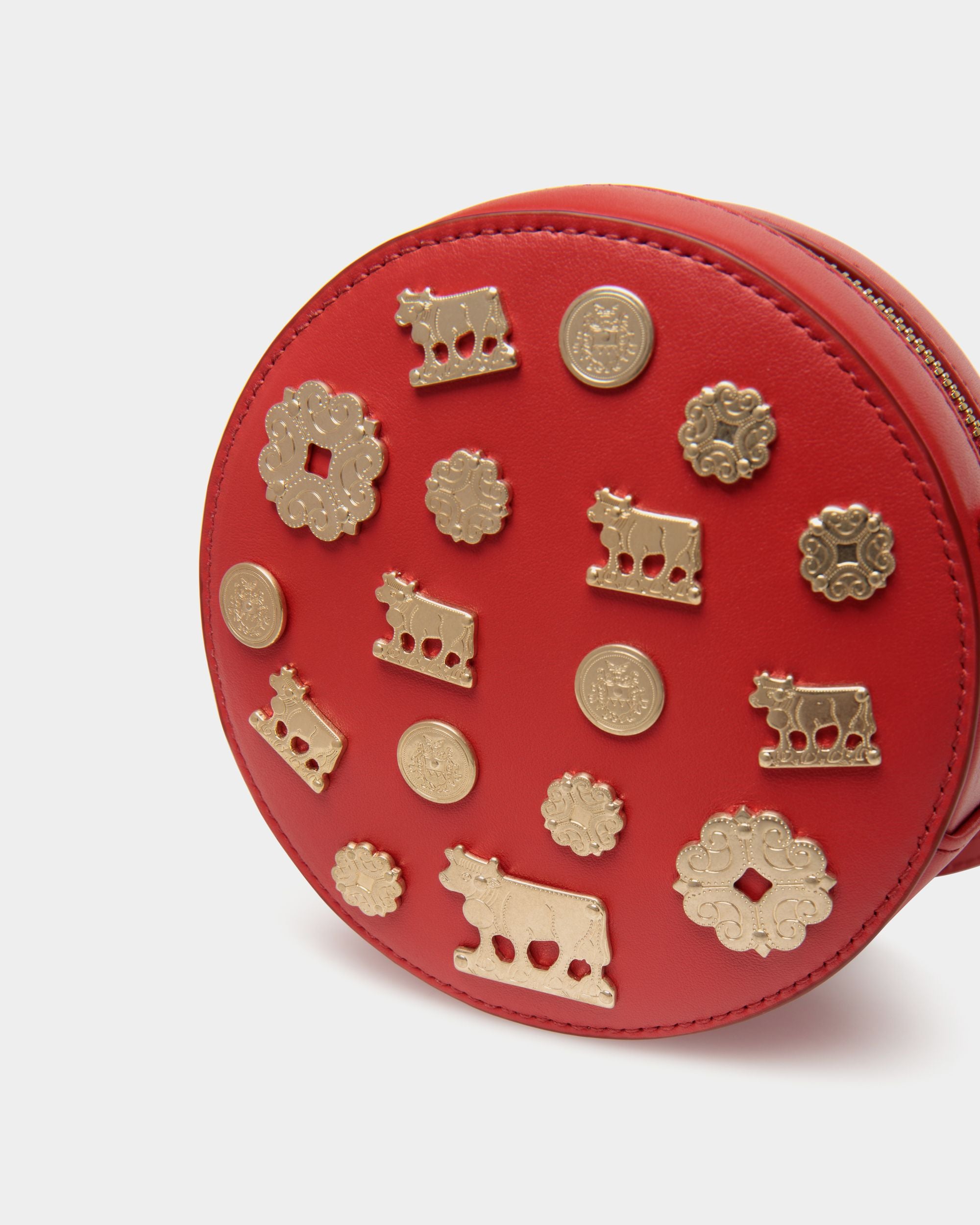 Borsa Mini Rotonda Swissness In Pelle Candy Red Con Borchie - Donna - Bally - 04
