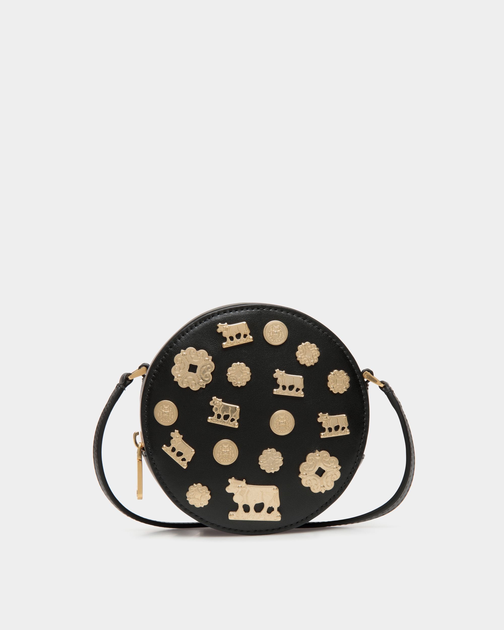 Borsa Mini Rotonda Swissness In Pelle Nera Con Borchie - Donna - Bally - 01