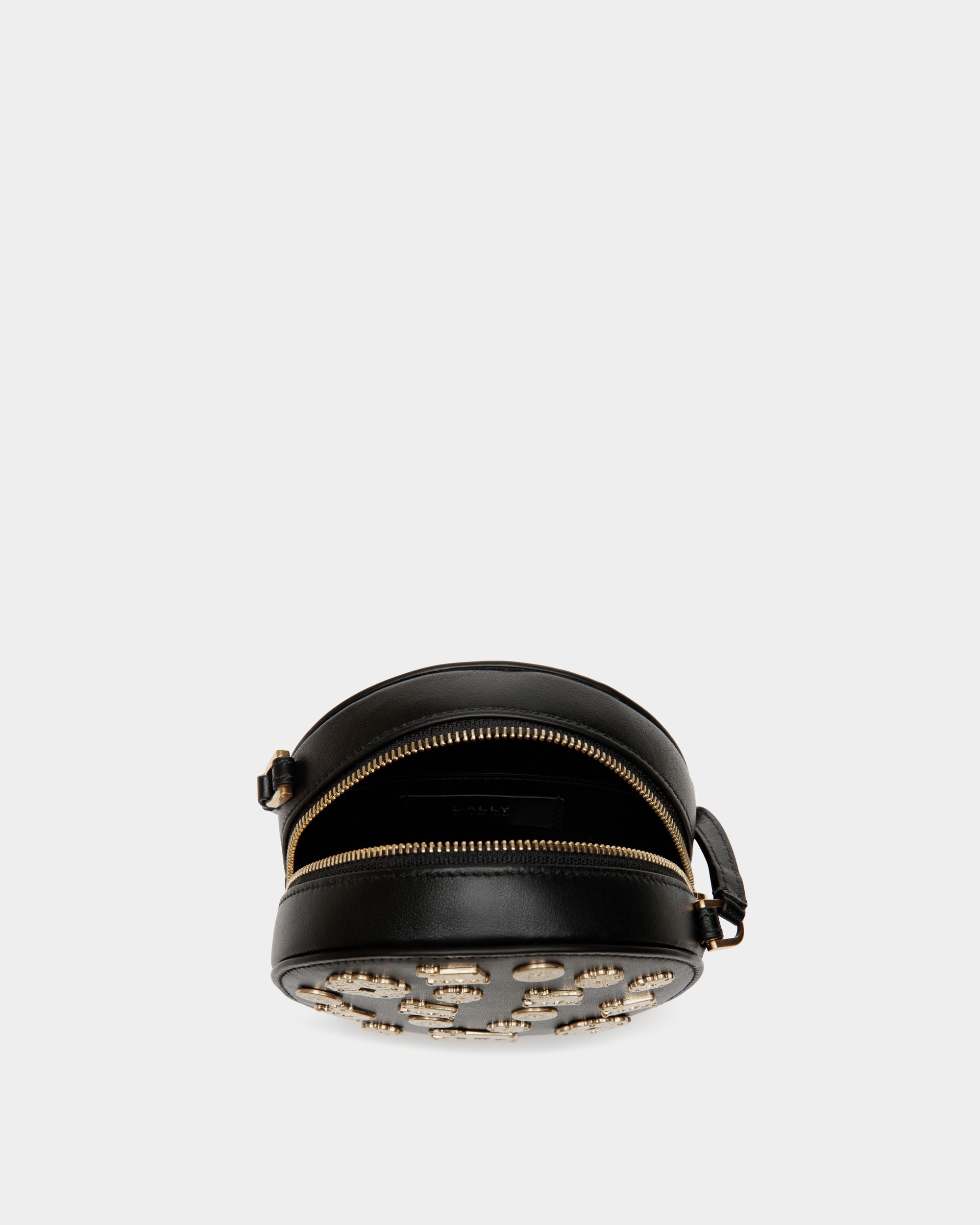 Borsa Mini Rotonda Swissness In Pelle Nera Con Borchie - Donna - Bally - 03