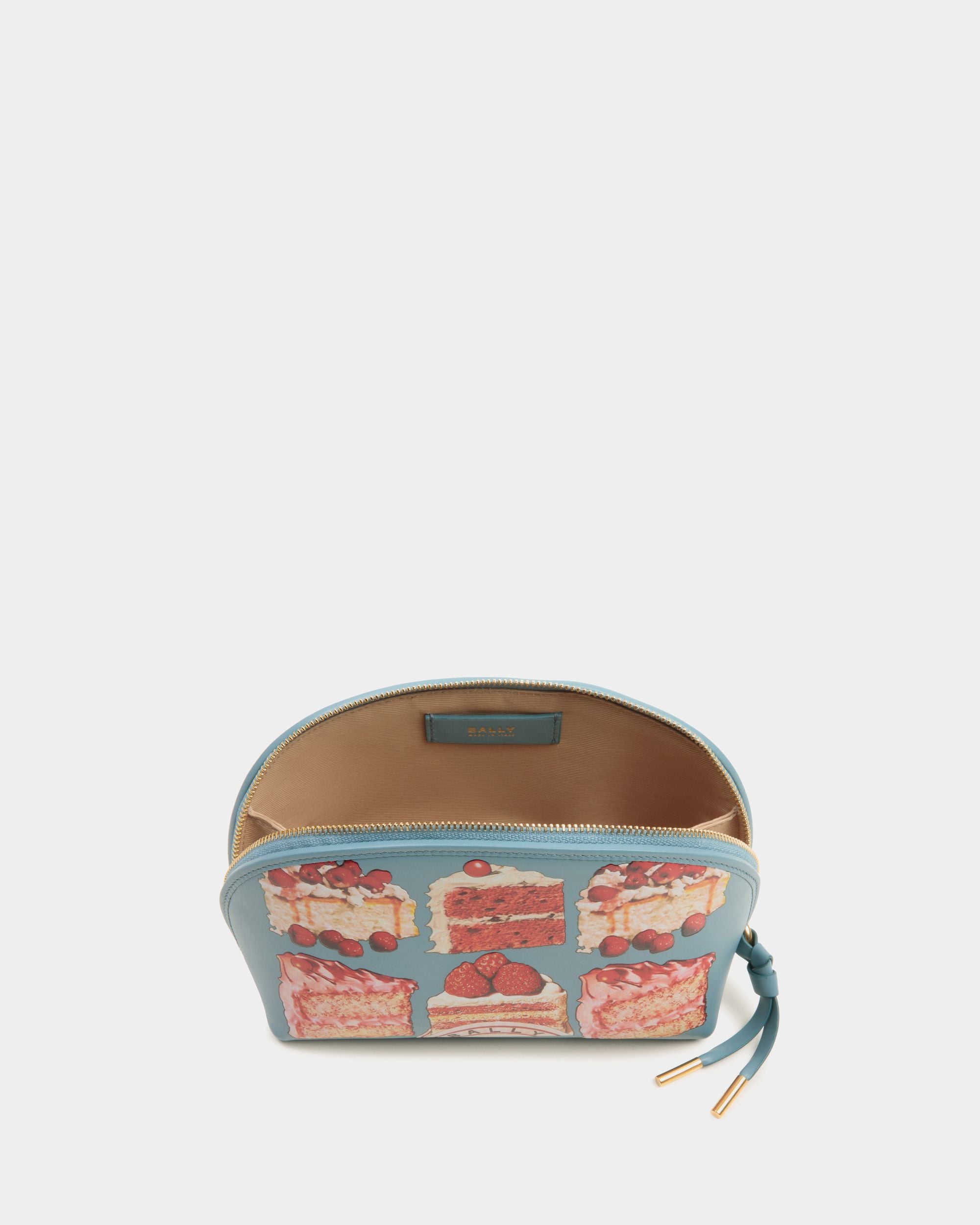 Bustina In Pelle Medium Blue Con Stampa Bally Cake - Donna - Bally - 03