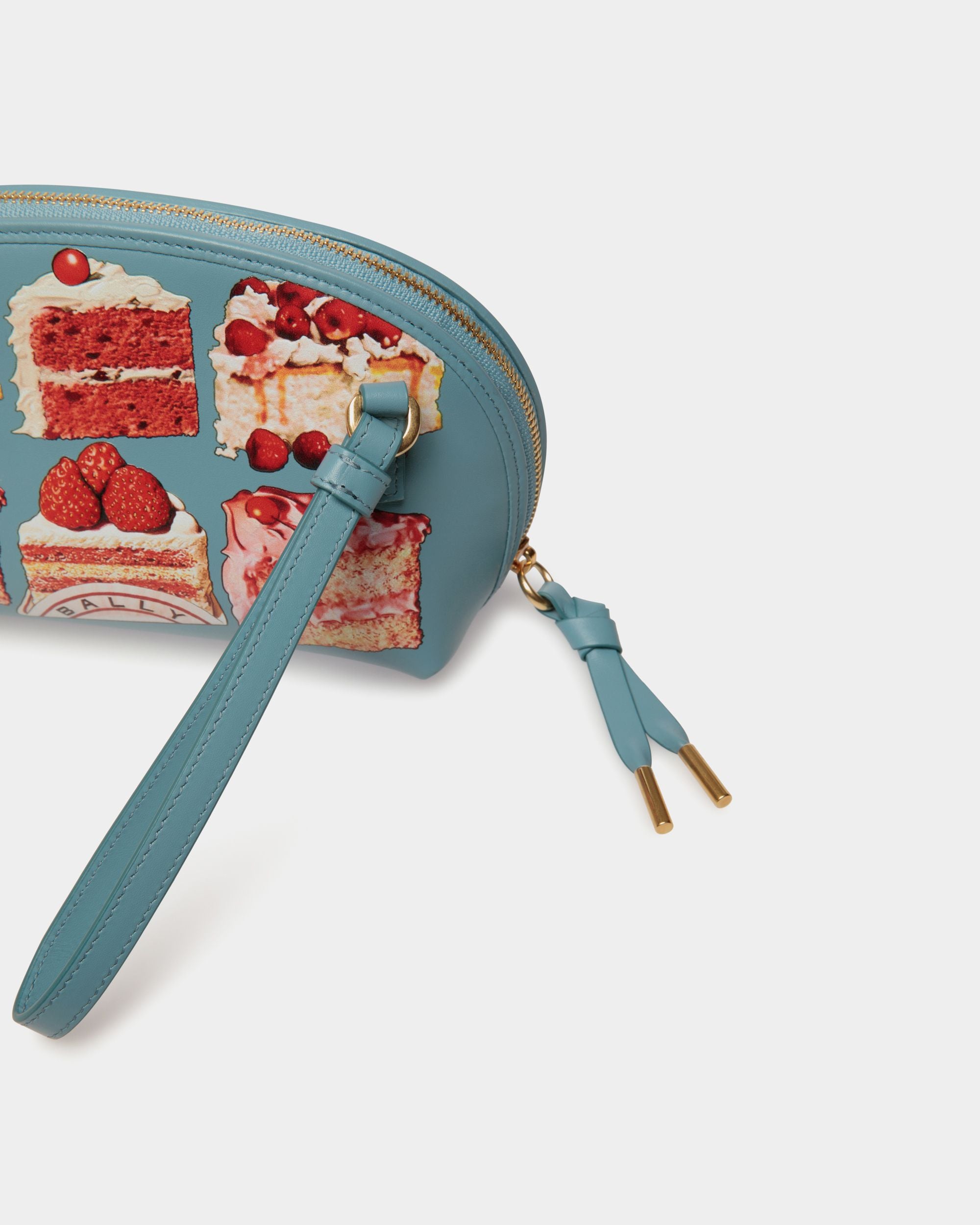 Bustina In Pelle Medium Blue Con Stampa Bally Cake - Donna - Bally - 05