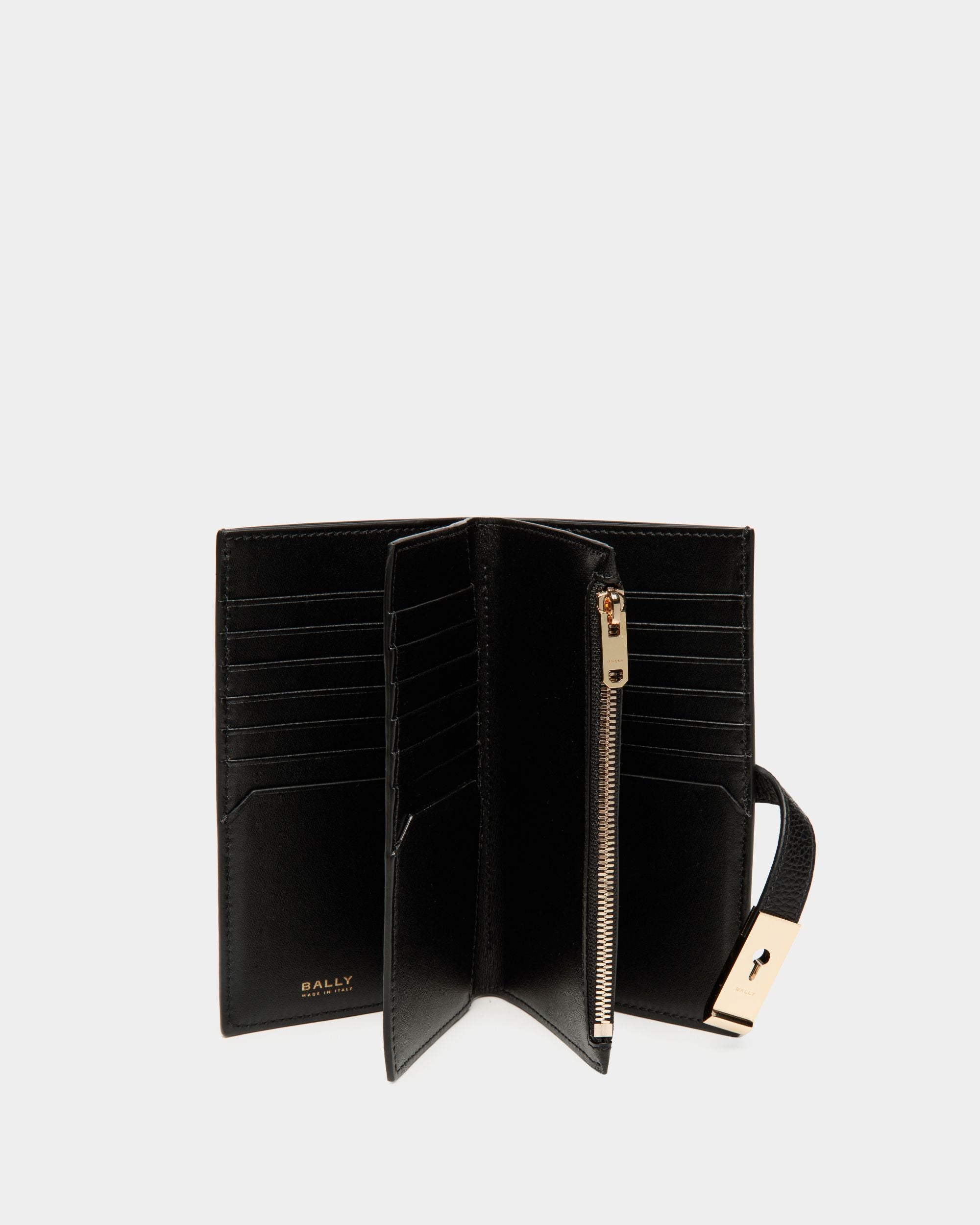 Portafoglio Lungo Lock Me In Pelle Granata Nera - Donna - Bally - 03