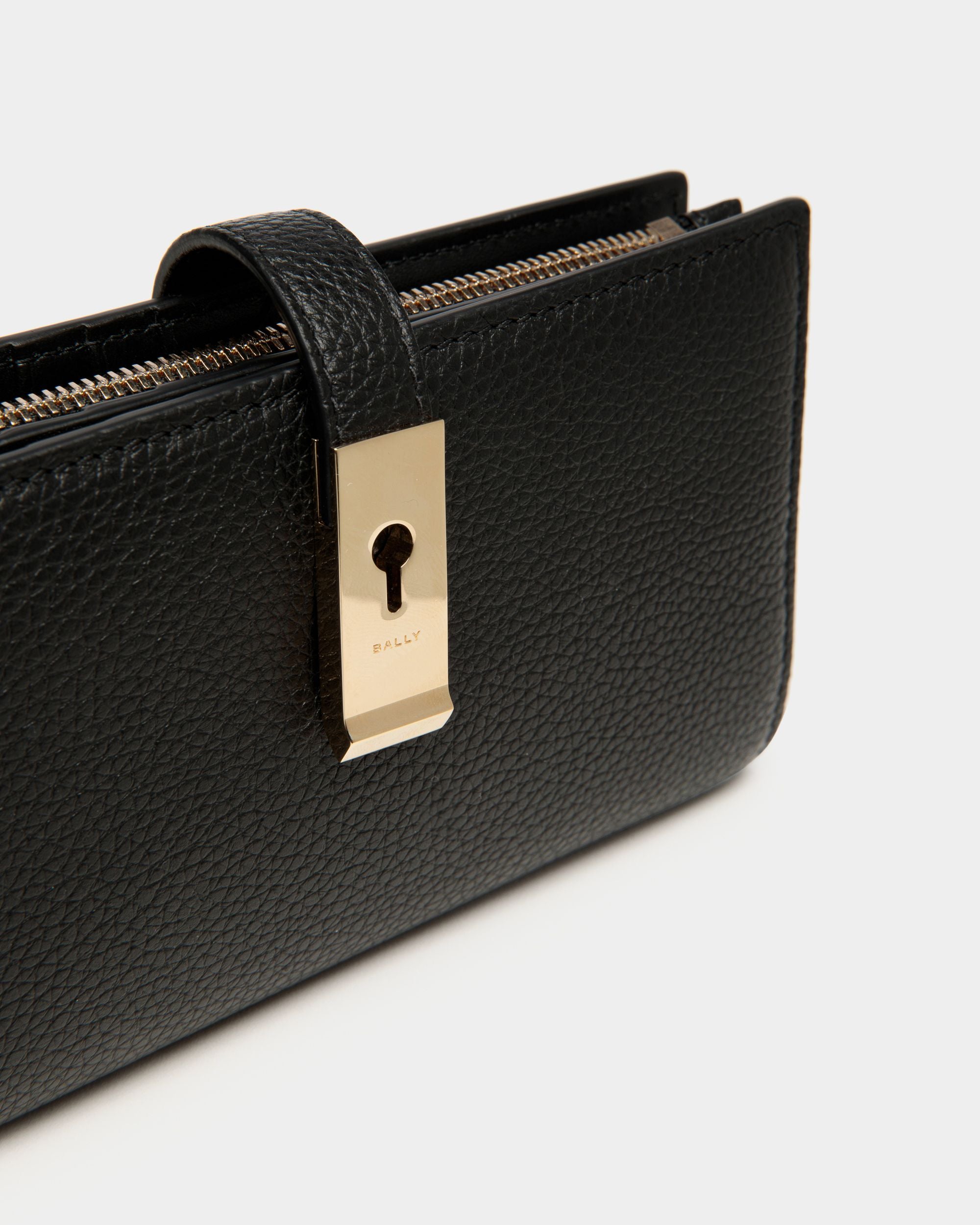 Portafoglio Lungo Lock Me In Pelle Granata Nera - Donna - Bally - 04