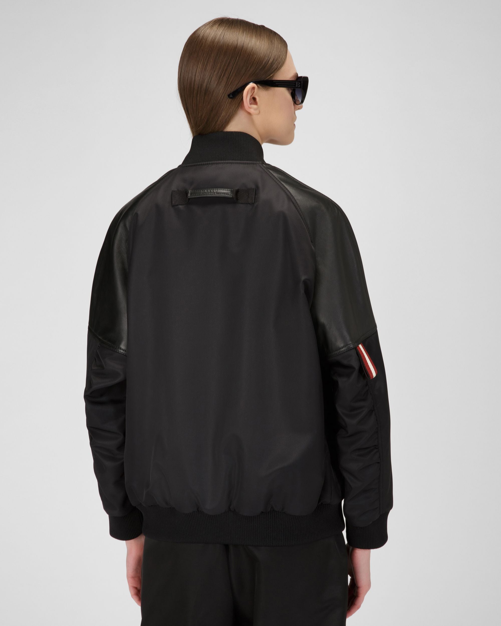 Bomber Con Inserti Di Pelle In Nylon Riciclato Nero - Donna - Bally - 03