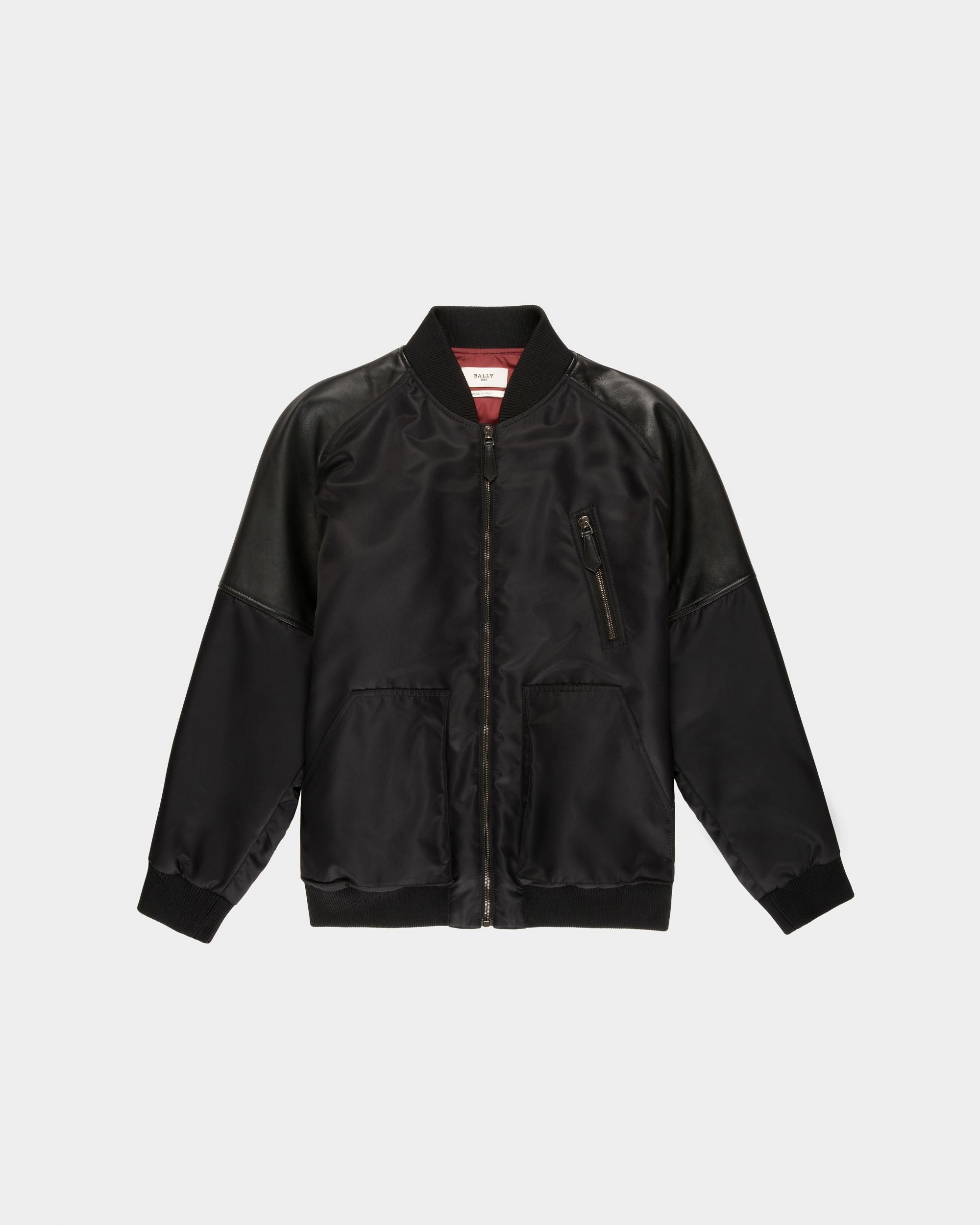 Bomber Con Inserti Di Pelle In Nylon Riciclato Nero - Donna - Bally - 04