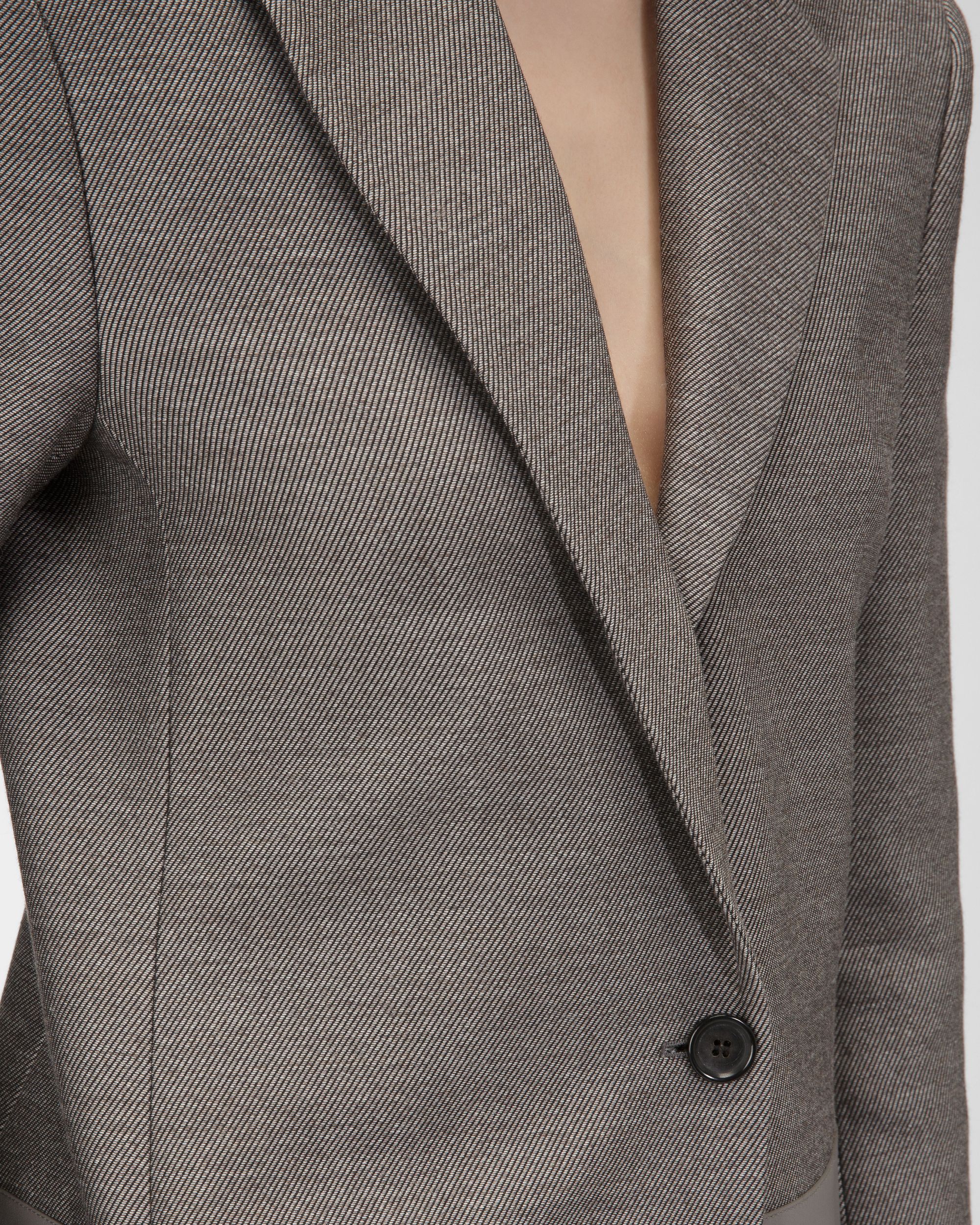 Giacca Con Inserti Di Pelle In Lana Grigia - Donna - Bally - 02