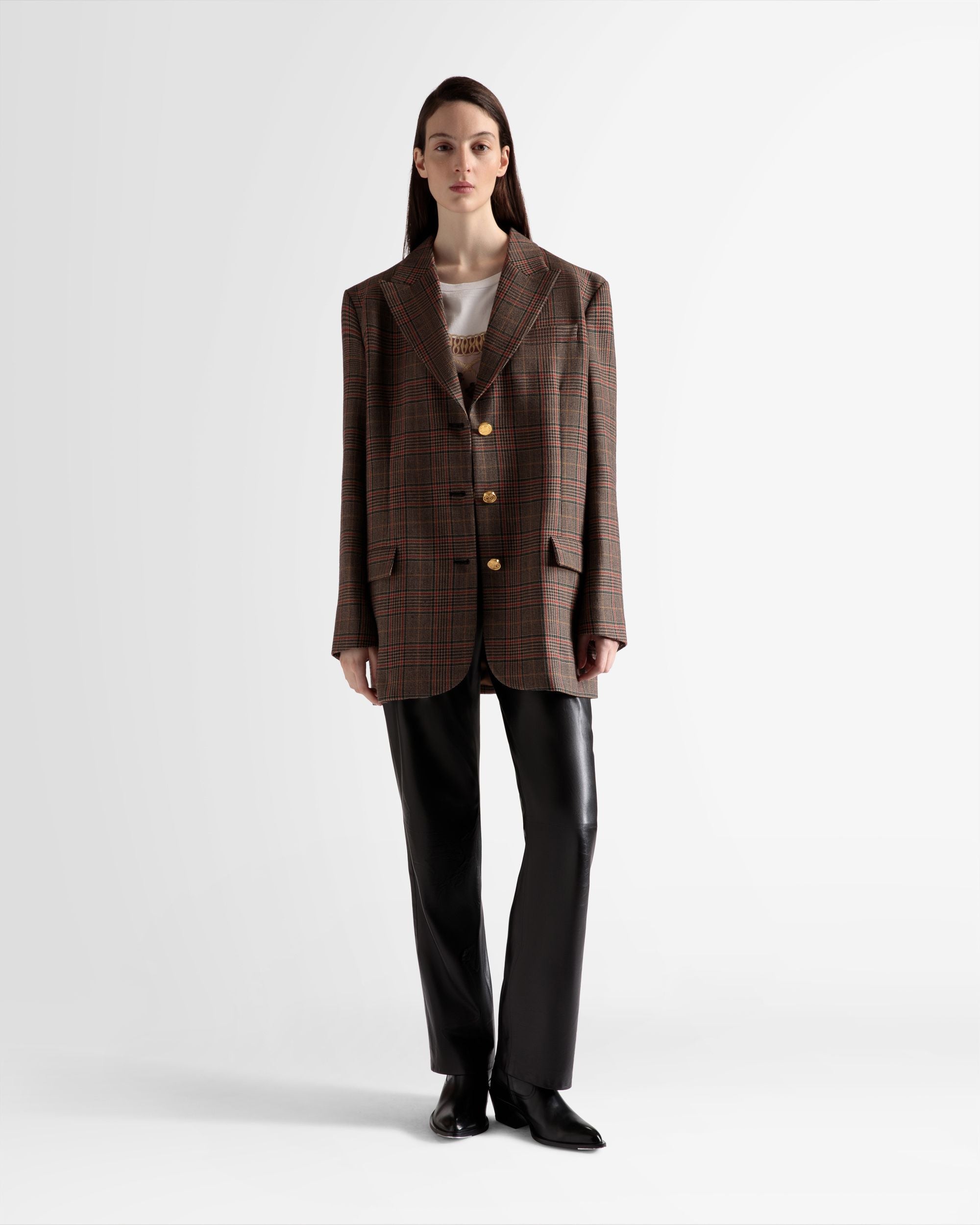 Giacca A Scacchi In Lana Multicolore - Donna - Bally - 02