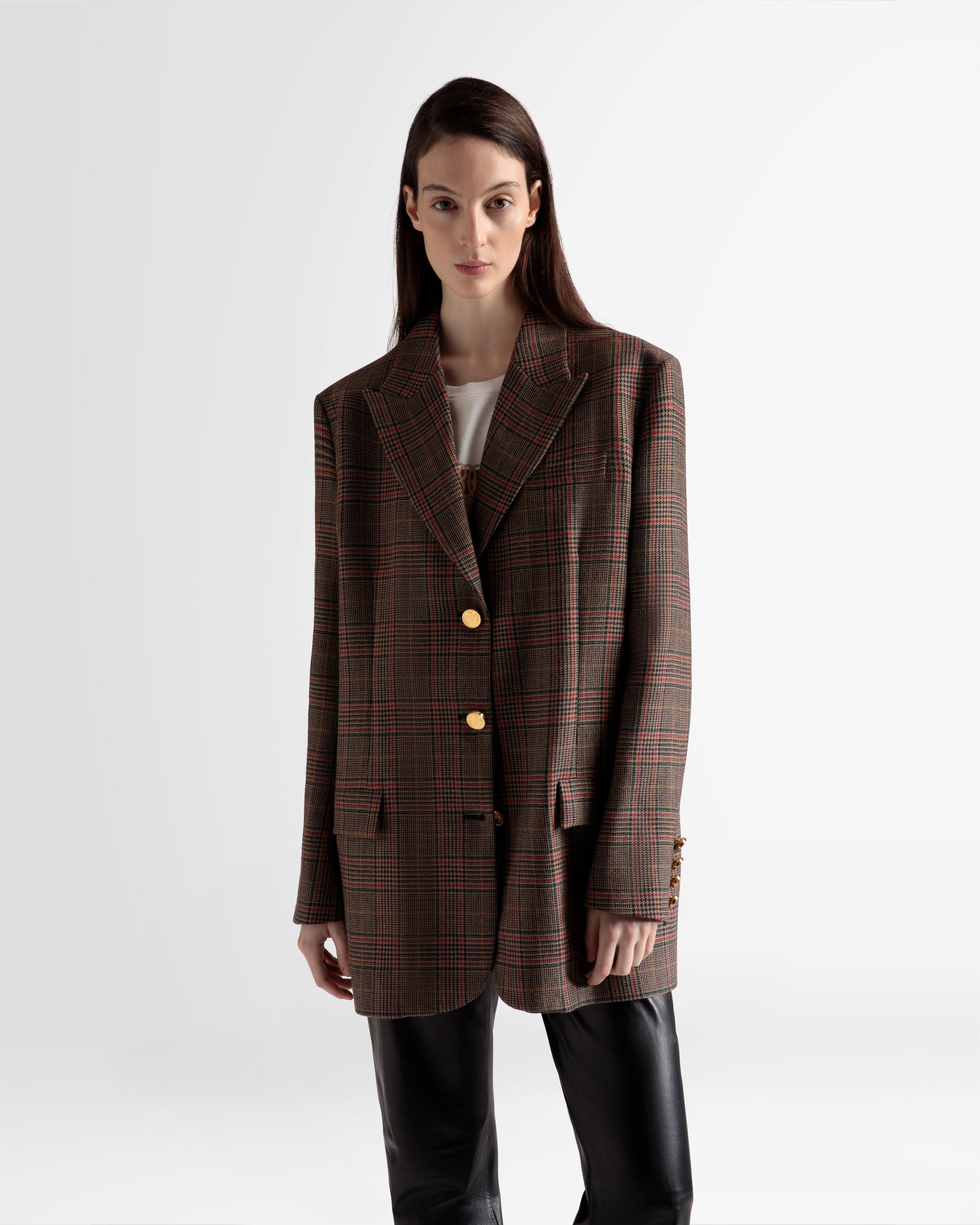 Giacca A Scacchi In Lana Multicolore - Donna - Bally - 03
