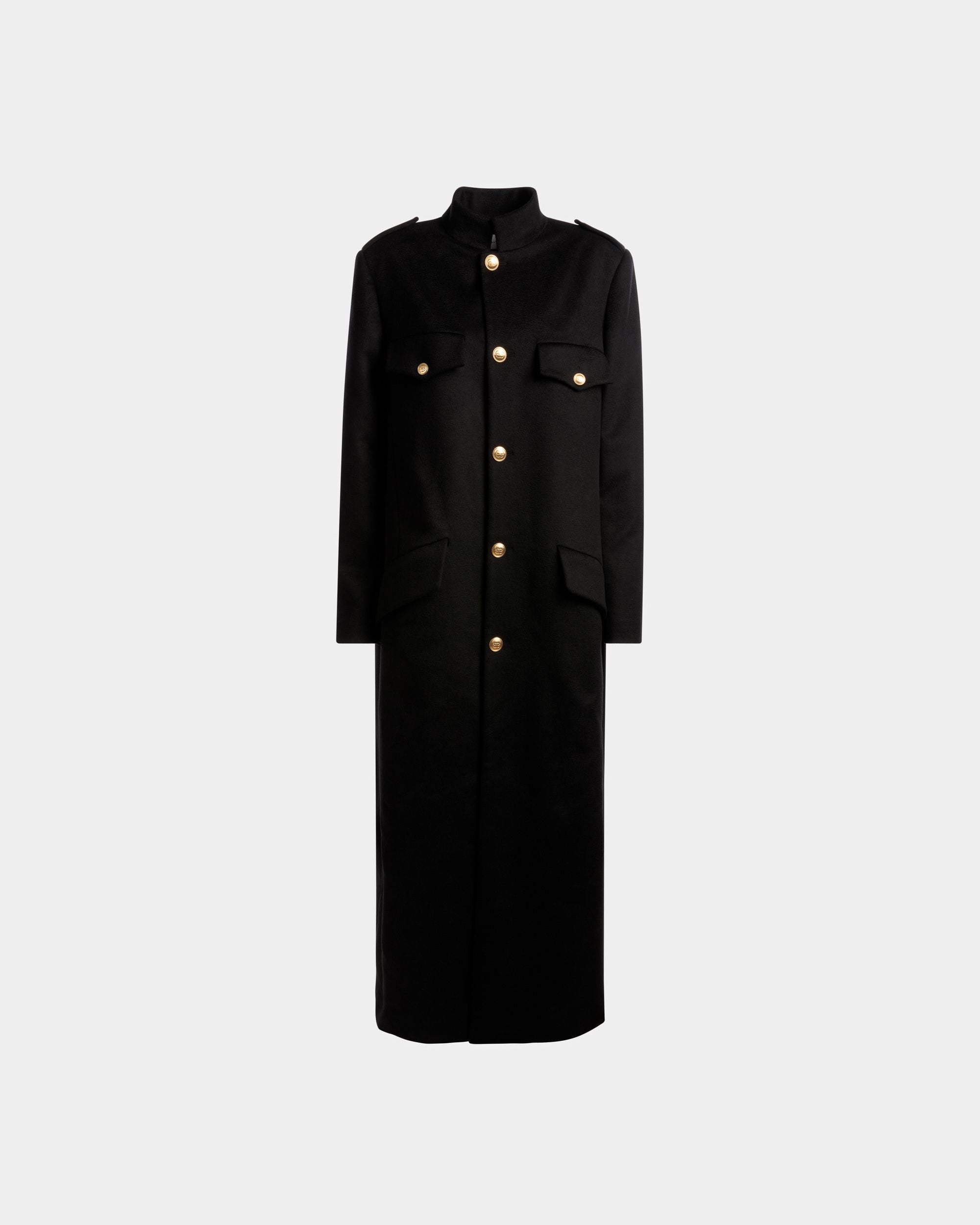 Cappotto Lungo Con Bottoni In Misto Lana Blu Navy - Donna - Bally - 01