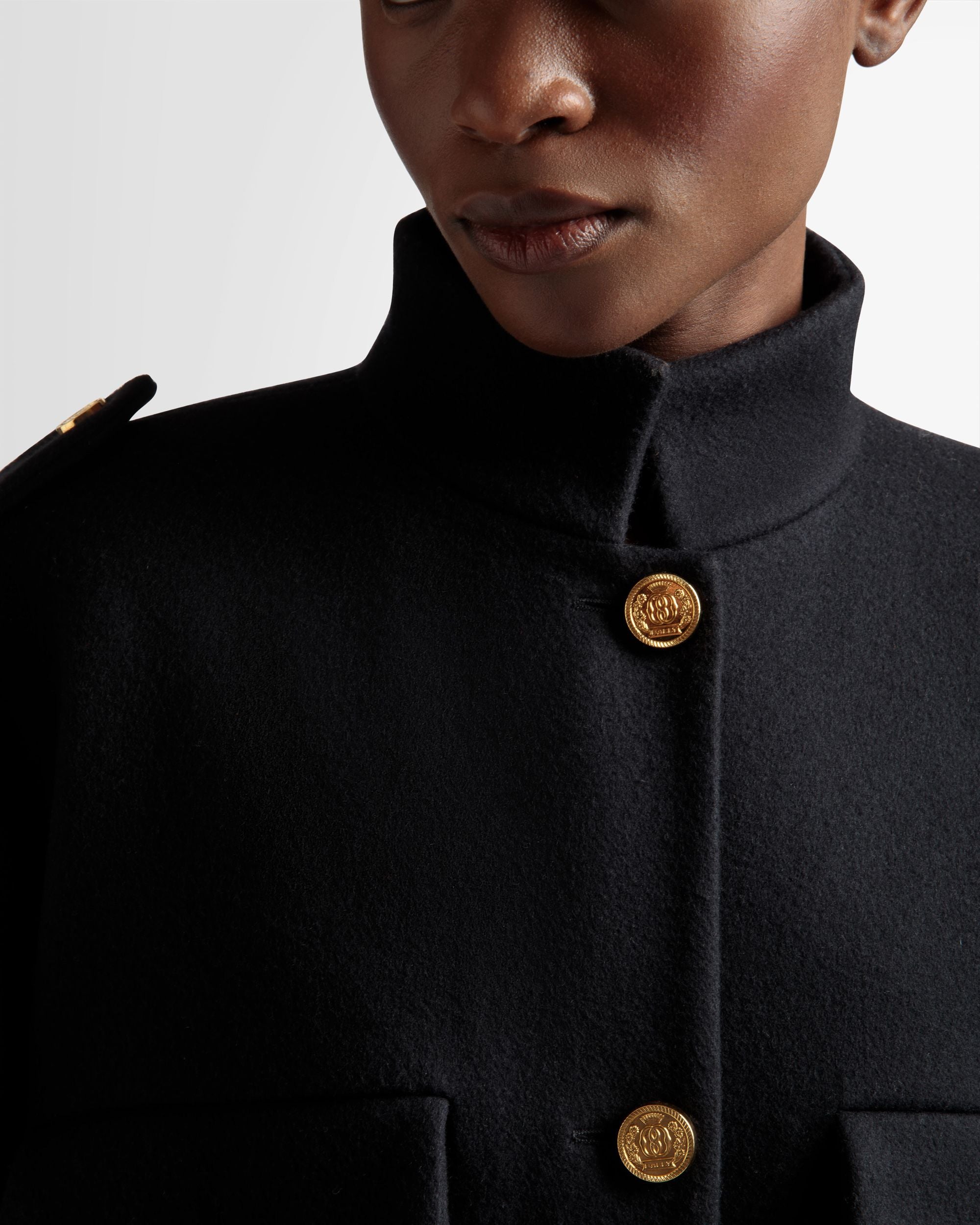 Cappotto Lungo Con Bottoni In Misto Lana Blu Navy - Donna - Bally - 04