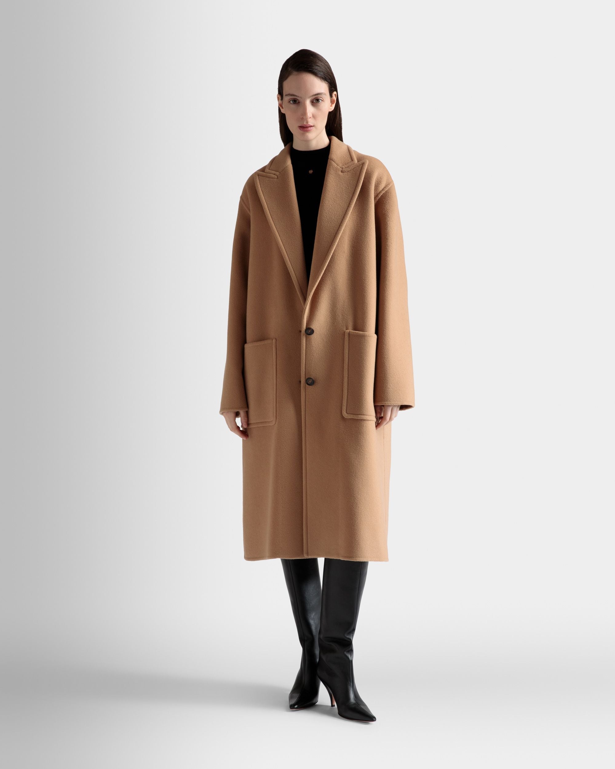 Cappotto Monopetto In Misto Lana E Cachemire Color Cammello - Donna - Bally - 02