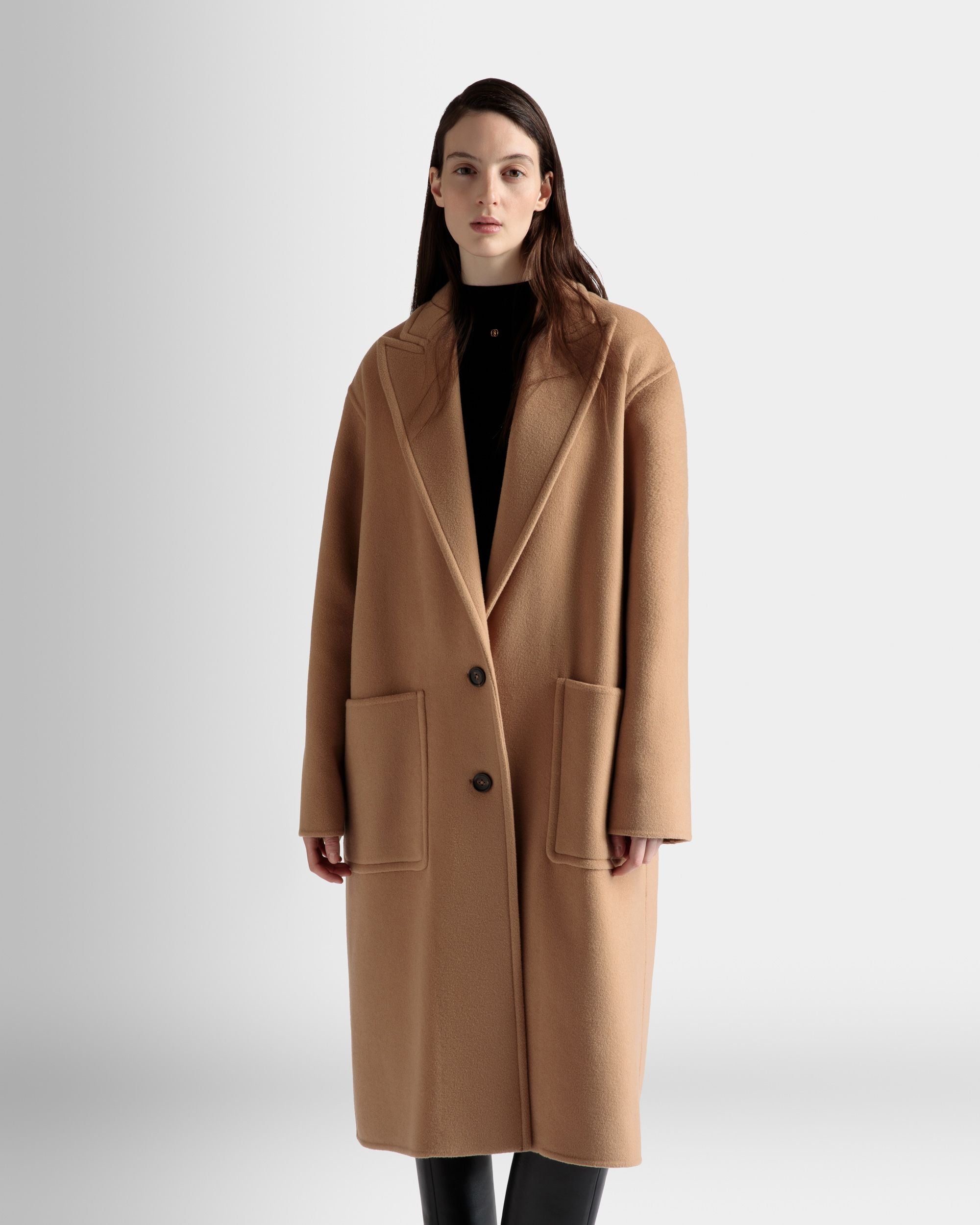 Cappotto Monopetto In Misto Lana E Cachemire Color Cammello - Donna - Bally - 03