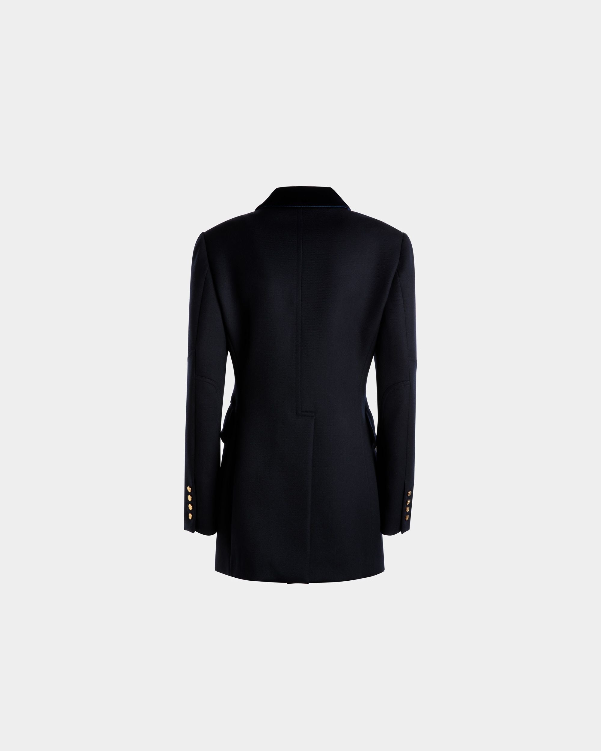Giacca Con Collo In Velluto In Lana Blu Marino - Donna - Bally - 03