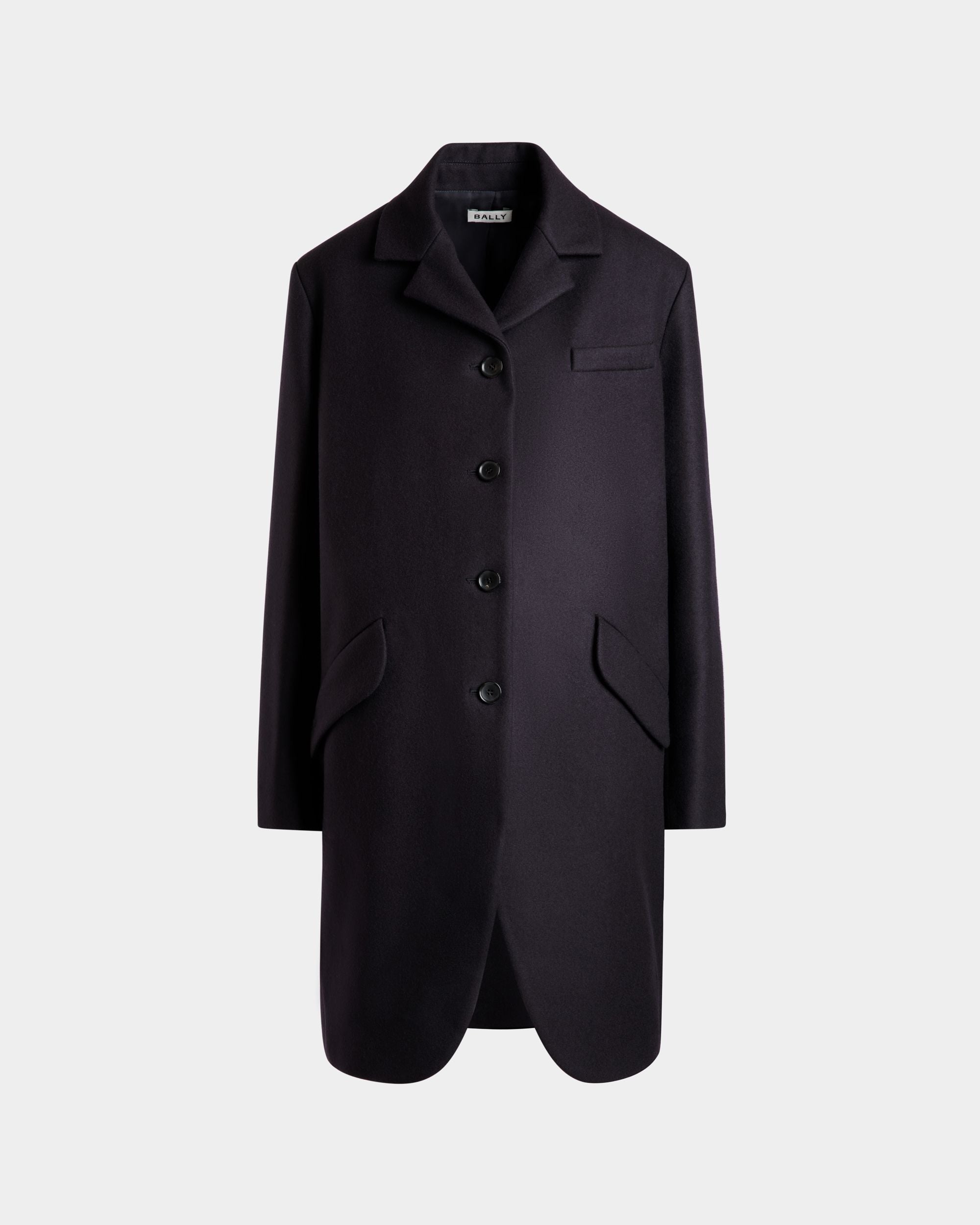Cappotto Midi Monopetto In Misto Lana Navy Blue - Donna - Bally - 01