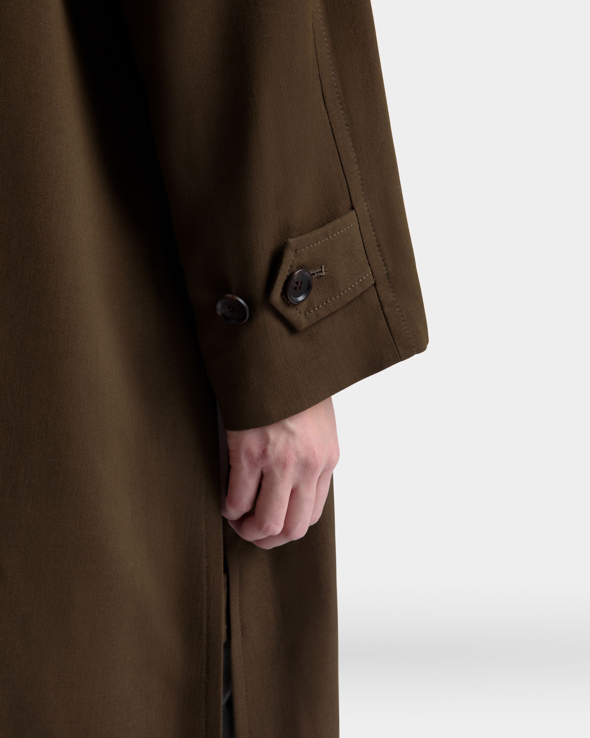 Cappotto In Gabardina Fluida In Military Green - Donna - Bally - 02