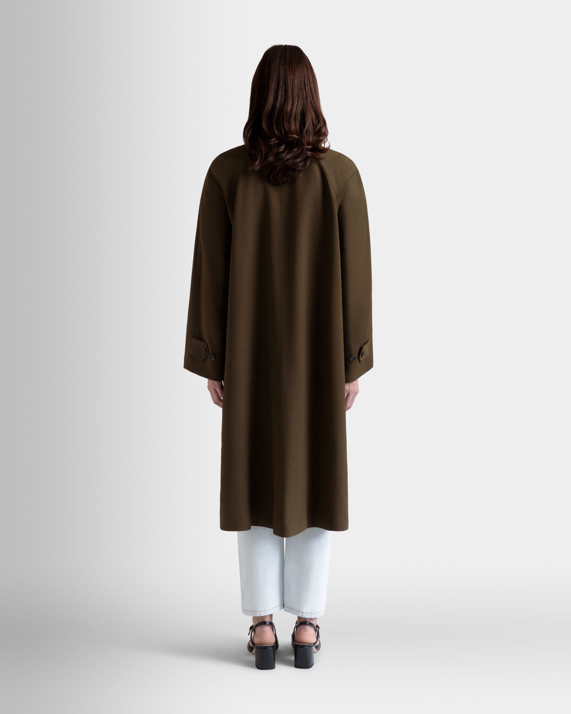 Cappotto In Gabardina Fluida In Military Green - Donna - Bally - 05