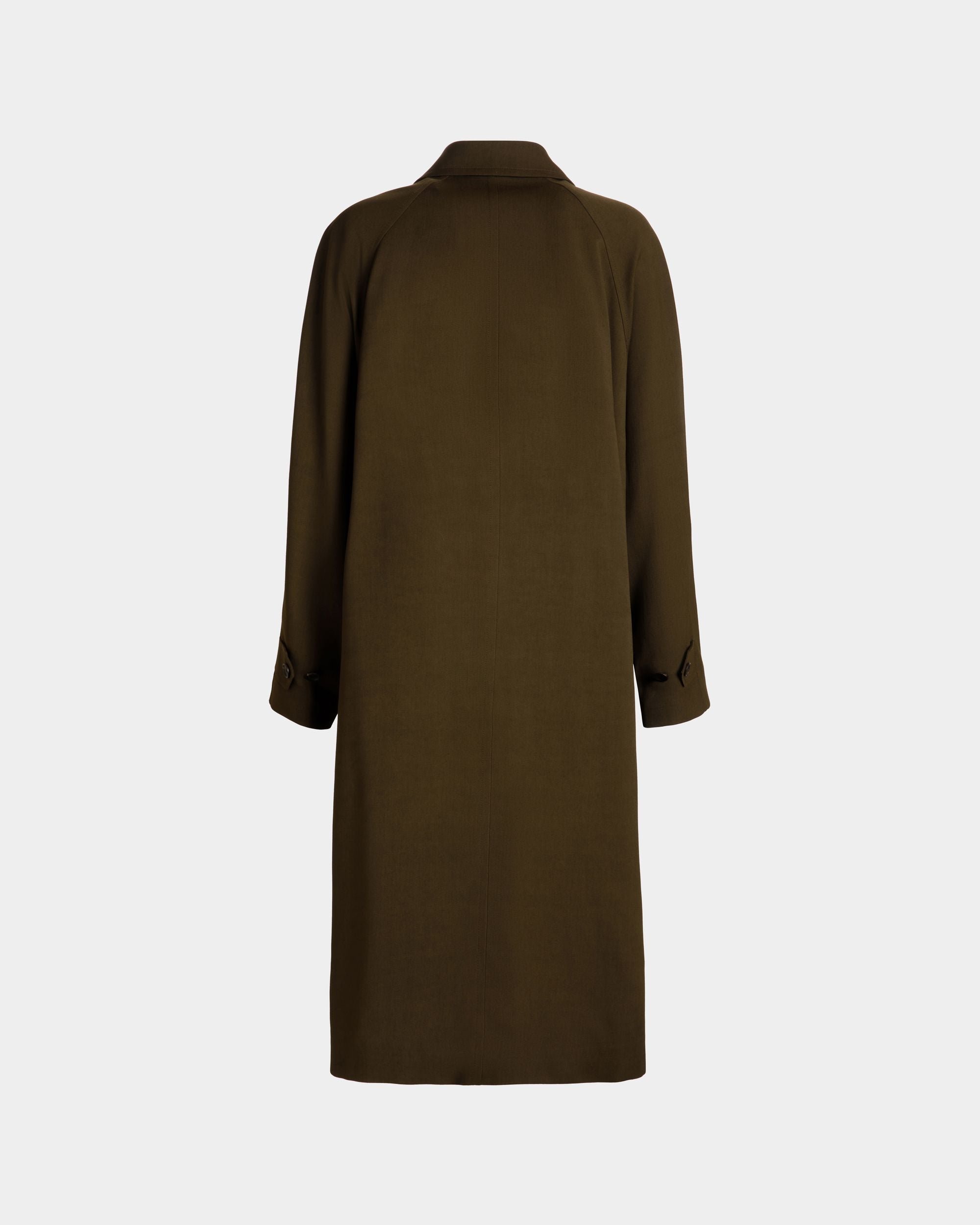 Cappotto In Gabardina Fluida In Military Green - Donna - Bally - 06