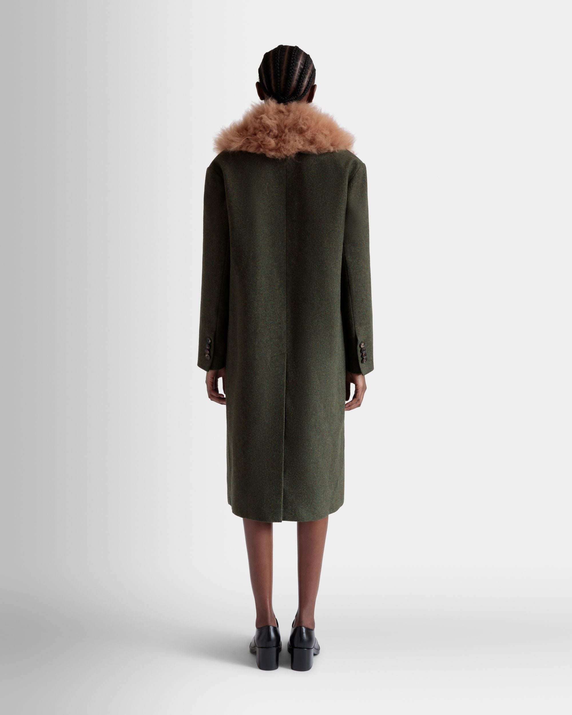 Single-Breasted Coat In Dark Green Wool - Donna - Bally - 06