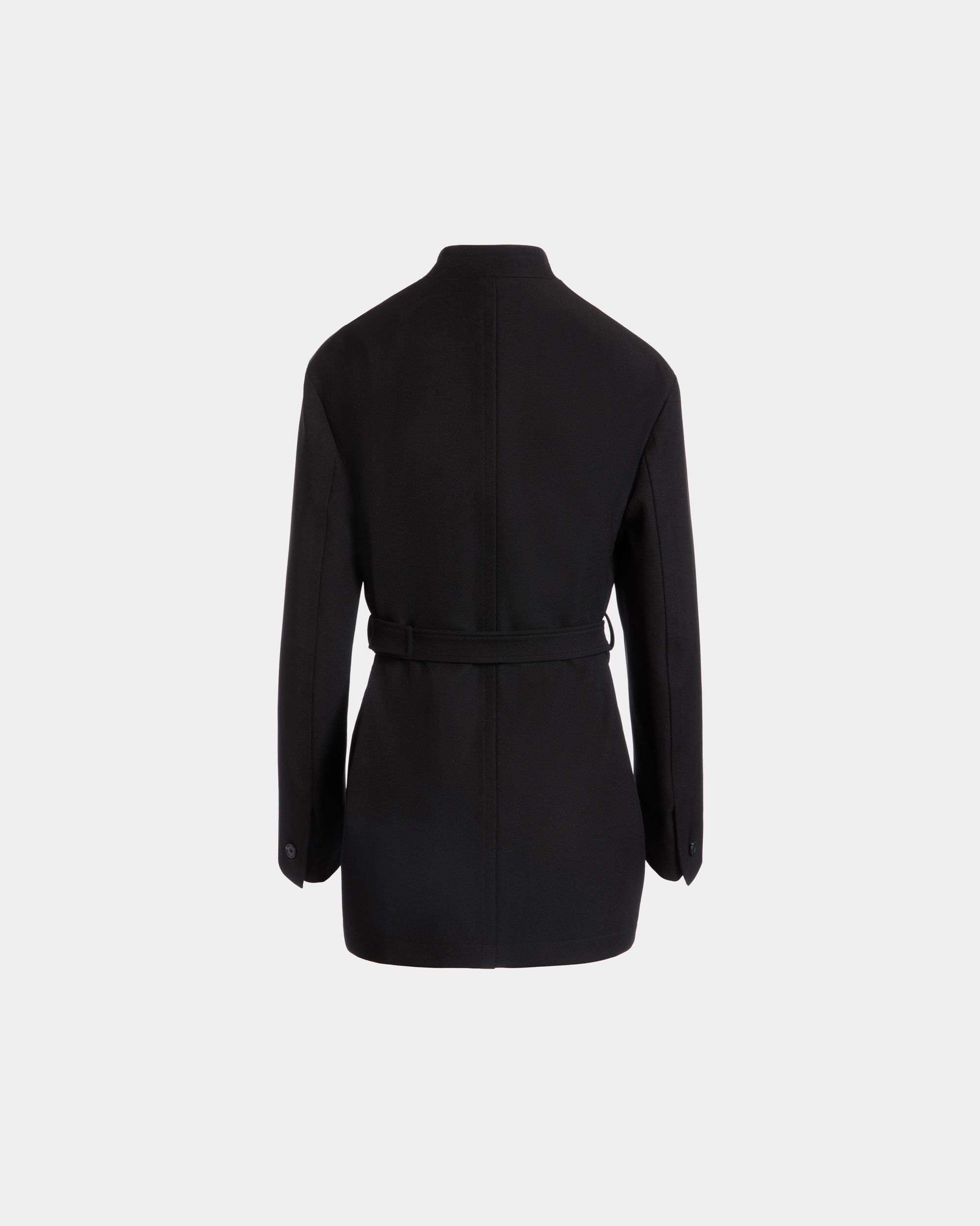Giacca Con Cintura In Gabardine Di Nylon Nera - Donna - Bally - 05